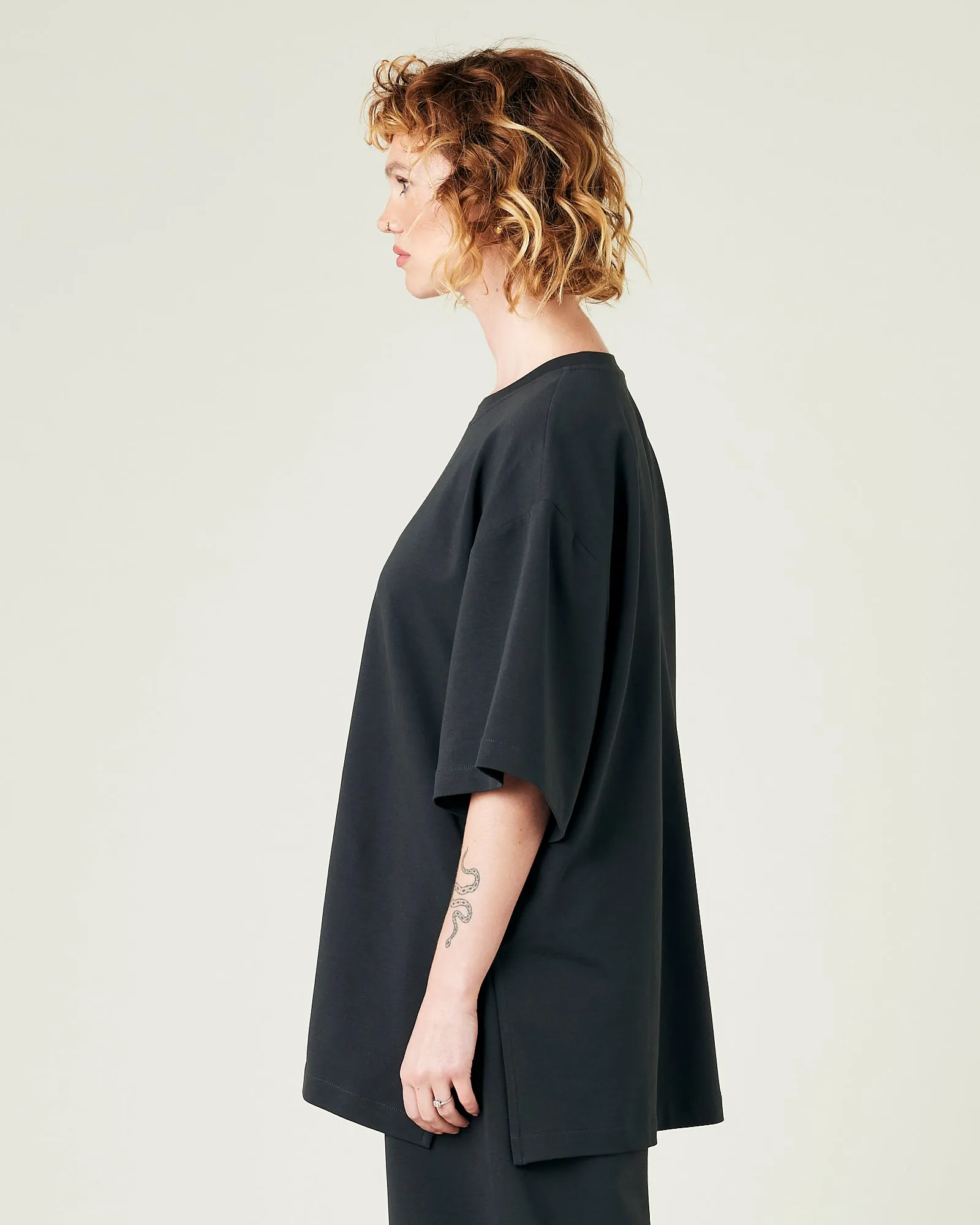 Jude Slate Cotton Jersey Short Drop Sleeve Top sold by Beyond Nine product image thumbnail 2