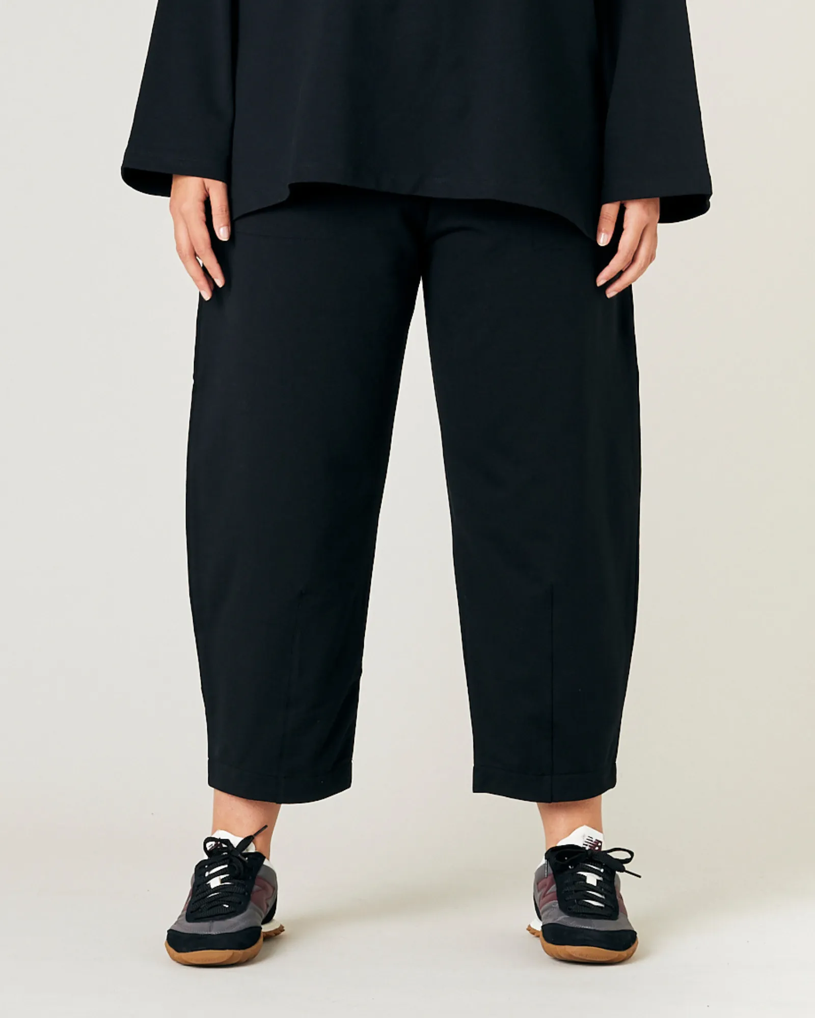Huxley Black Cotton Jersey Trousers sold by Beyond Nine