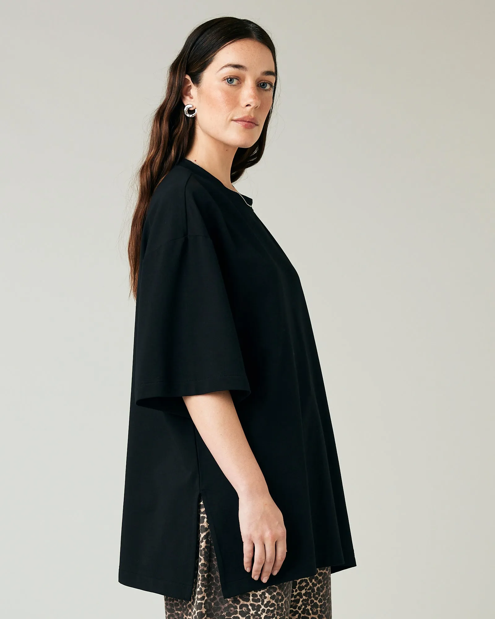 Jude Black Cotton Jersey Short Drop Sleeve Top sold by Beyond Nine product image thumbnail 4