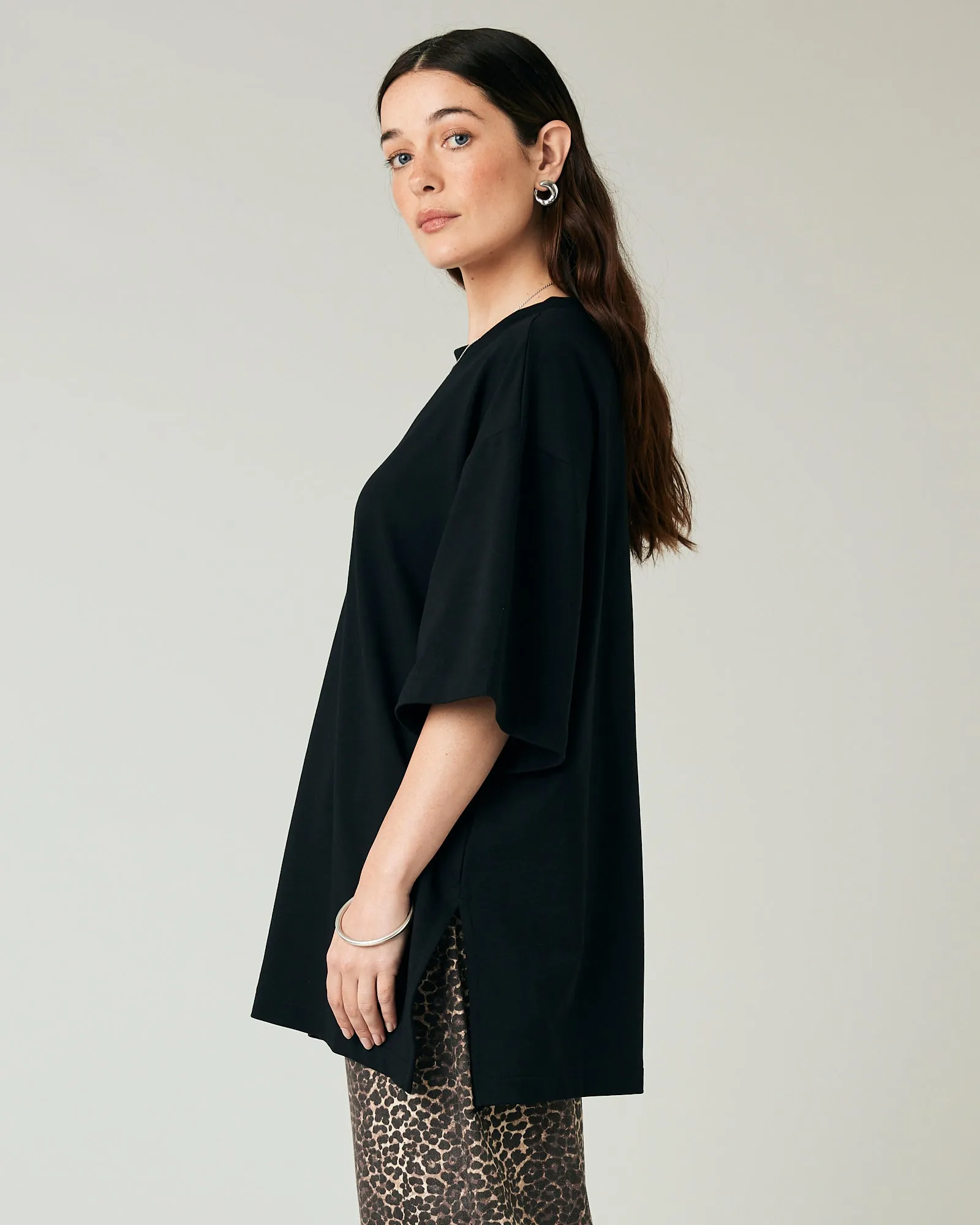 Jude Black Cotton Jersey Short Drop Sleeve Top sold by Beyond Nine product image thumbnail 2