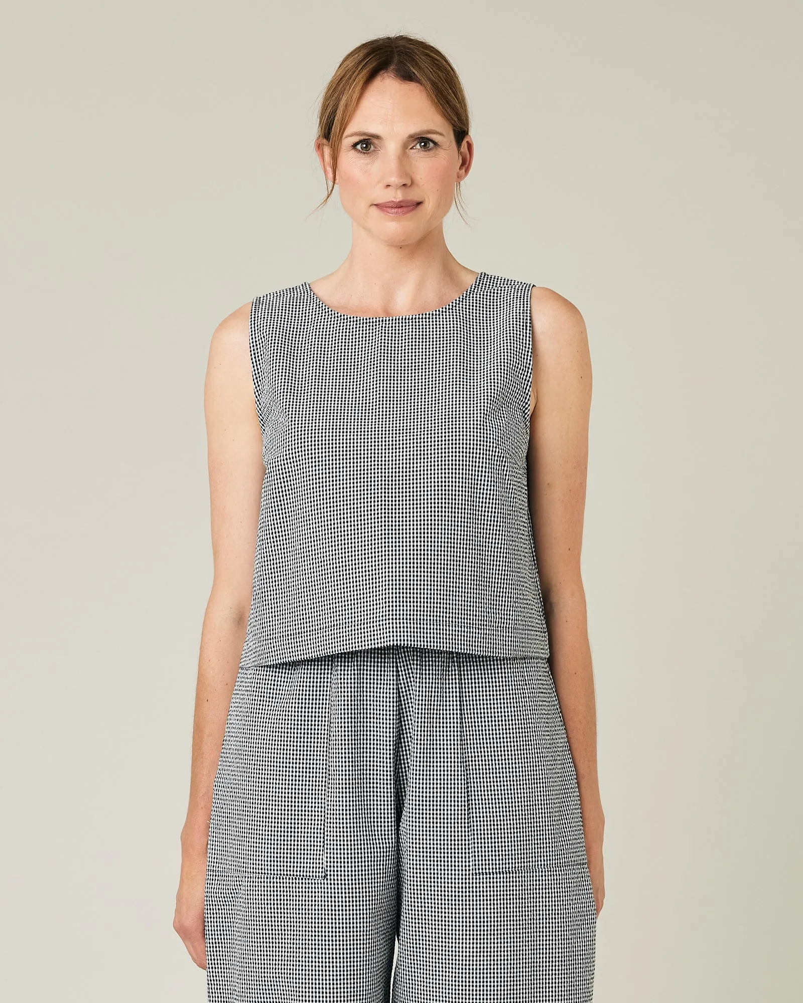 Esme Black & White Gingham Seersucker Top sold by Beyond Nine