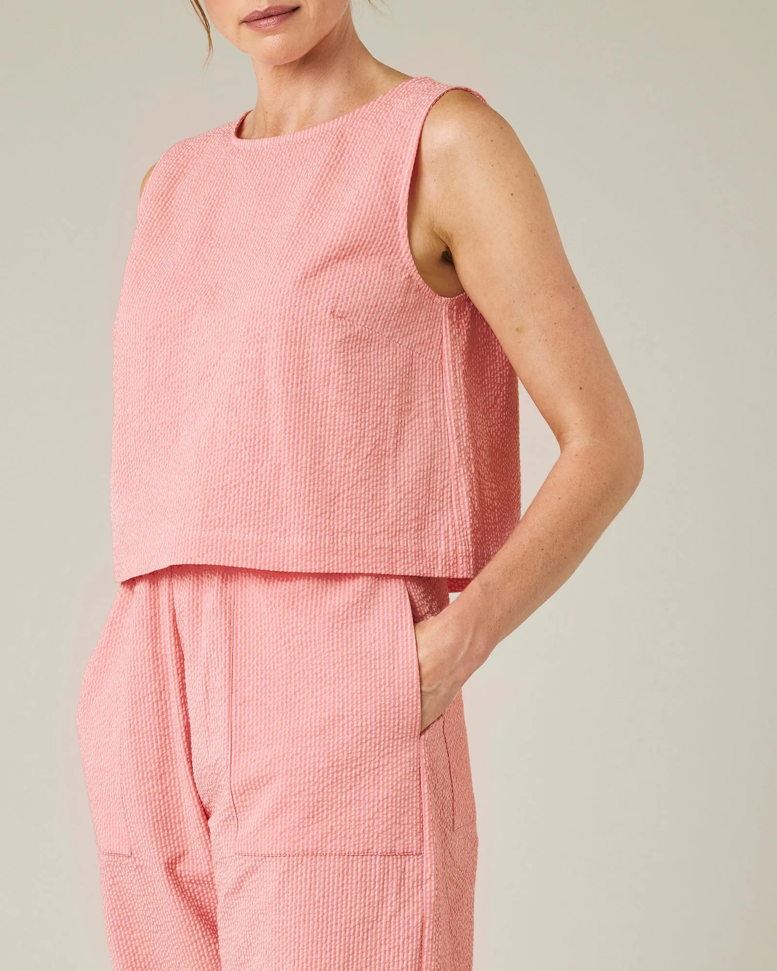 Esme Coral Seersucker Top sold by Beyond Nine product image thumbnail 5