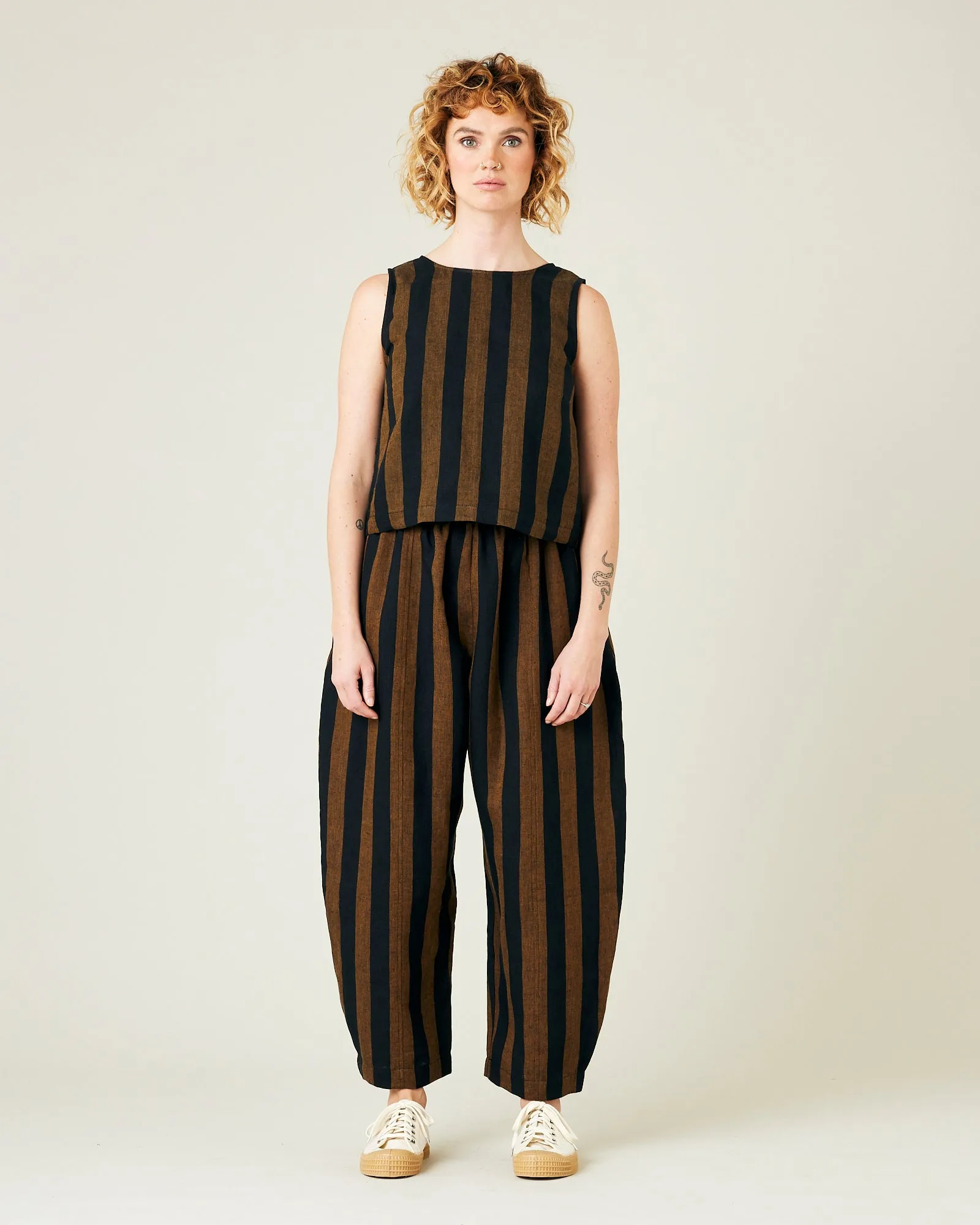 Mabel Rust And Black Stripe Linen Trousers sold by Beyond Nine product image thumbnail 5