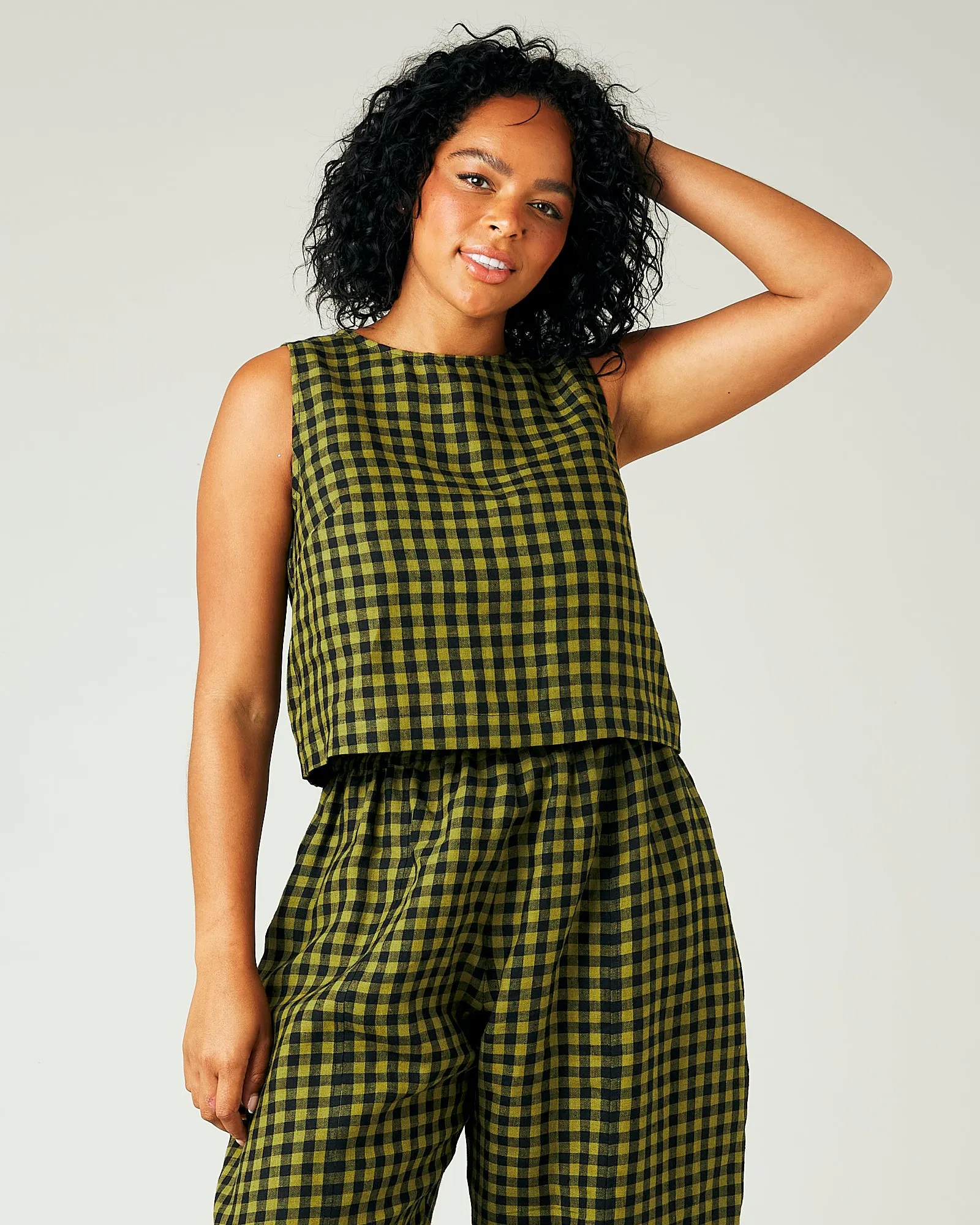 Esme Green Gingham Linen Top sold by Beyond Nine product image thumbnail 2