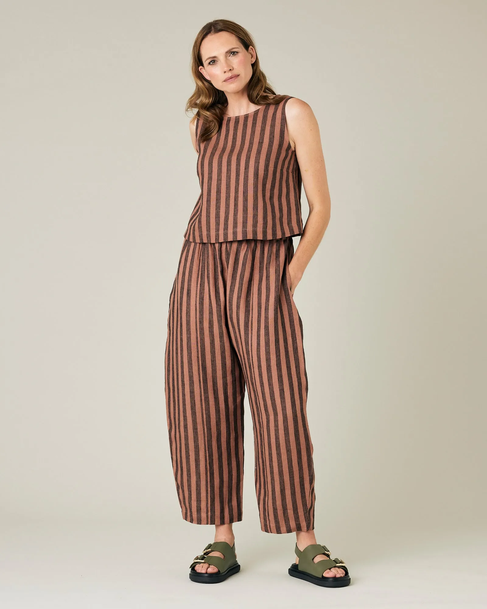 Esme Biscuit Stripe Linen Top sold by Beyond Nine product image thumbnail 5