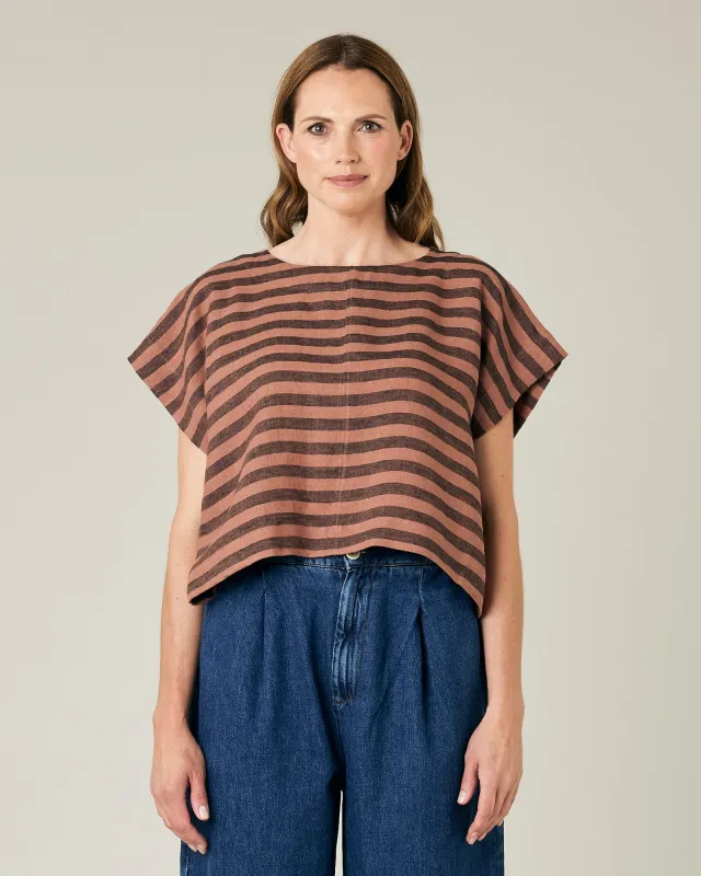 Polly Biscuit Stripe Linen Top sold by Beyond Nine