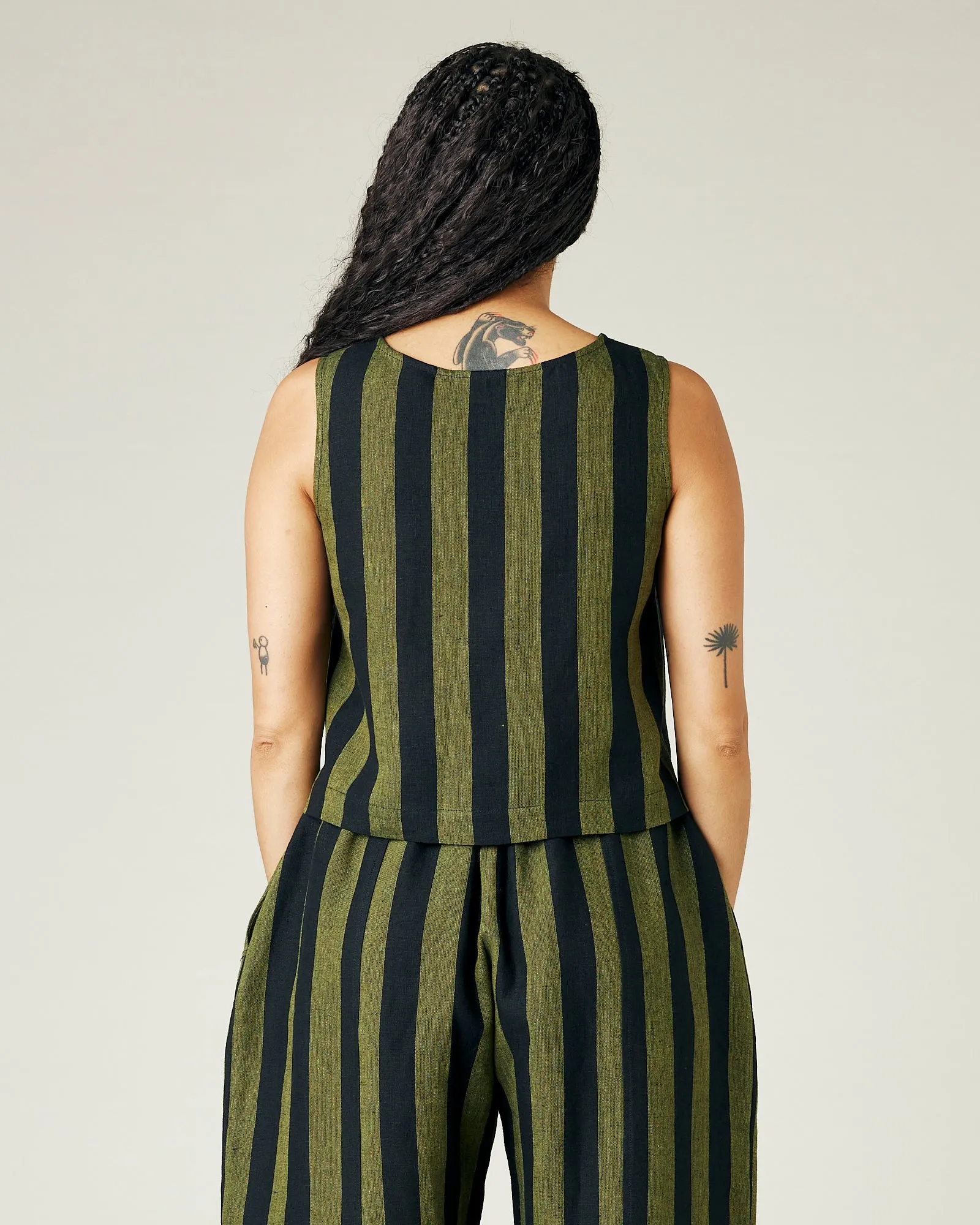 Esme Olive & Black Stripe Linen Top sold by Beyond Nine product image thumbnail 3