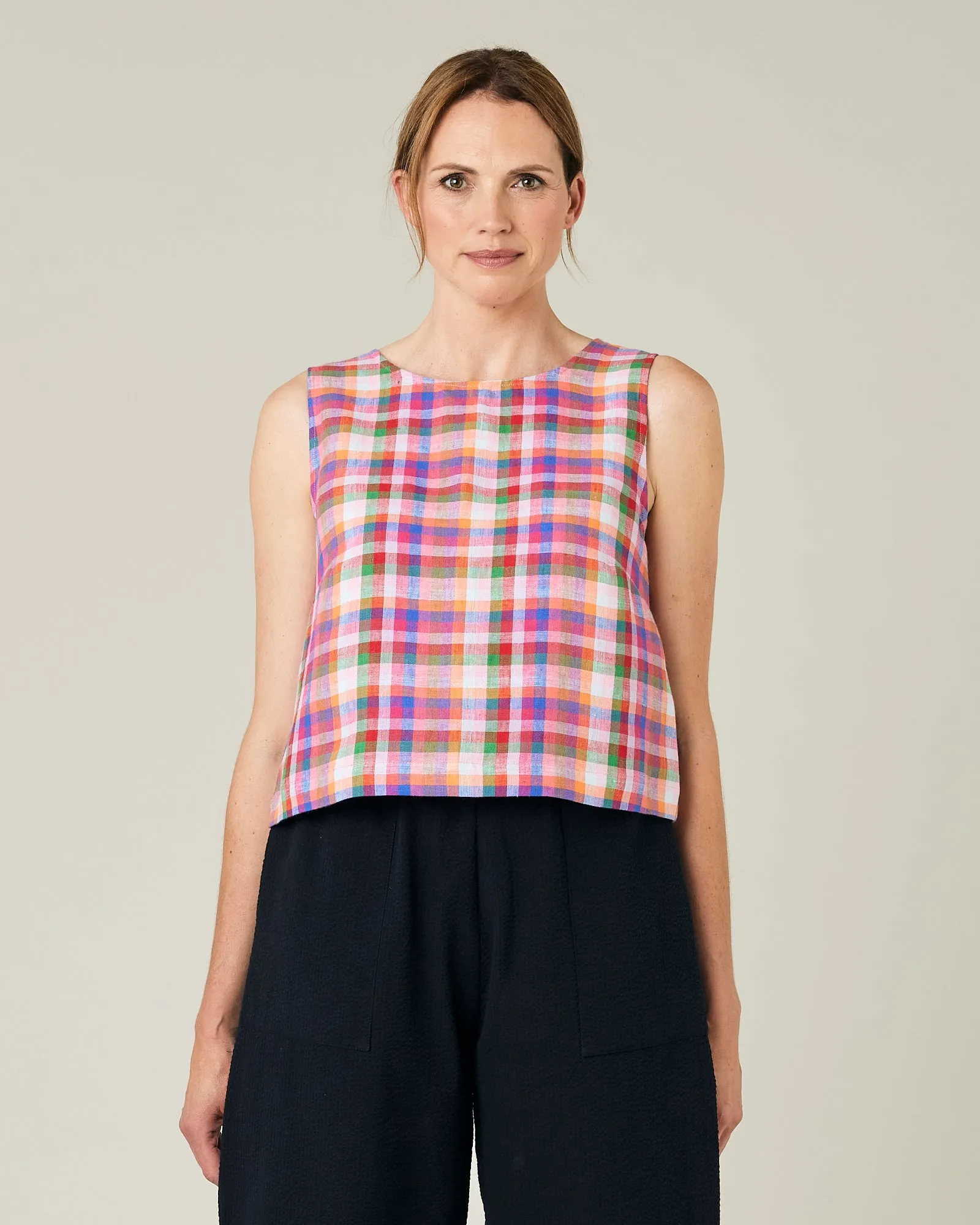 Esme Sonny Check Linen Top sold by Beyond Nine