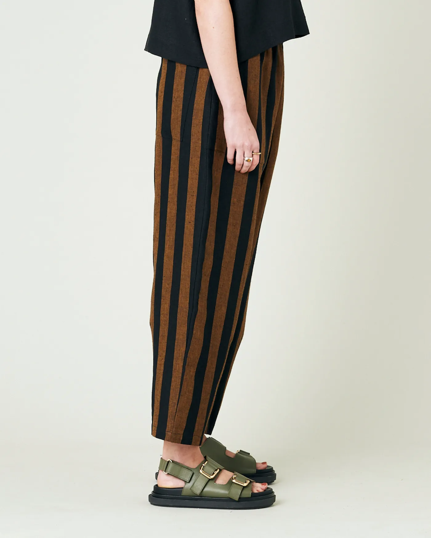 Huxley Rust & Black Stripe Linen Trousers sold by Beyond Nine product image thumbnail 4