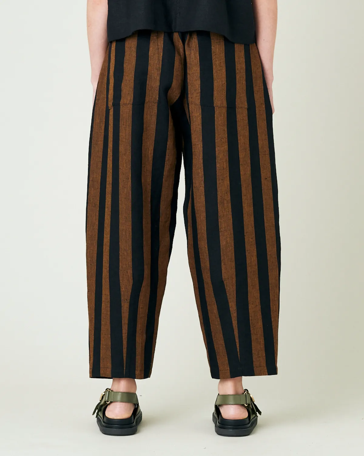 Huxley Rust & Black Stripe Linen Trousers sold by Beyond Nine product image thumbnail 3