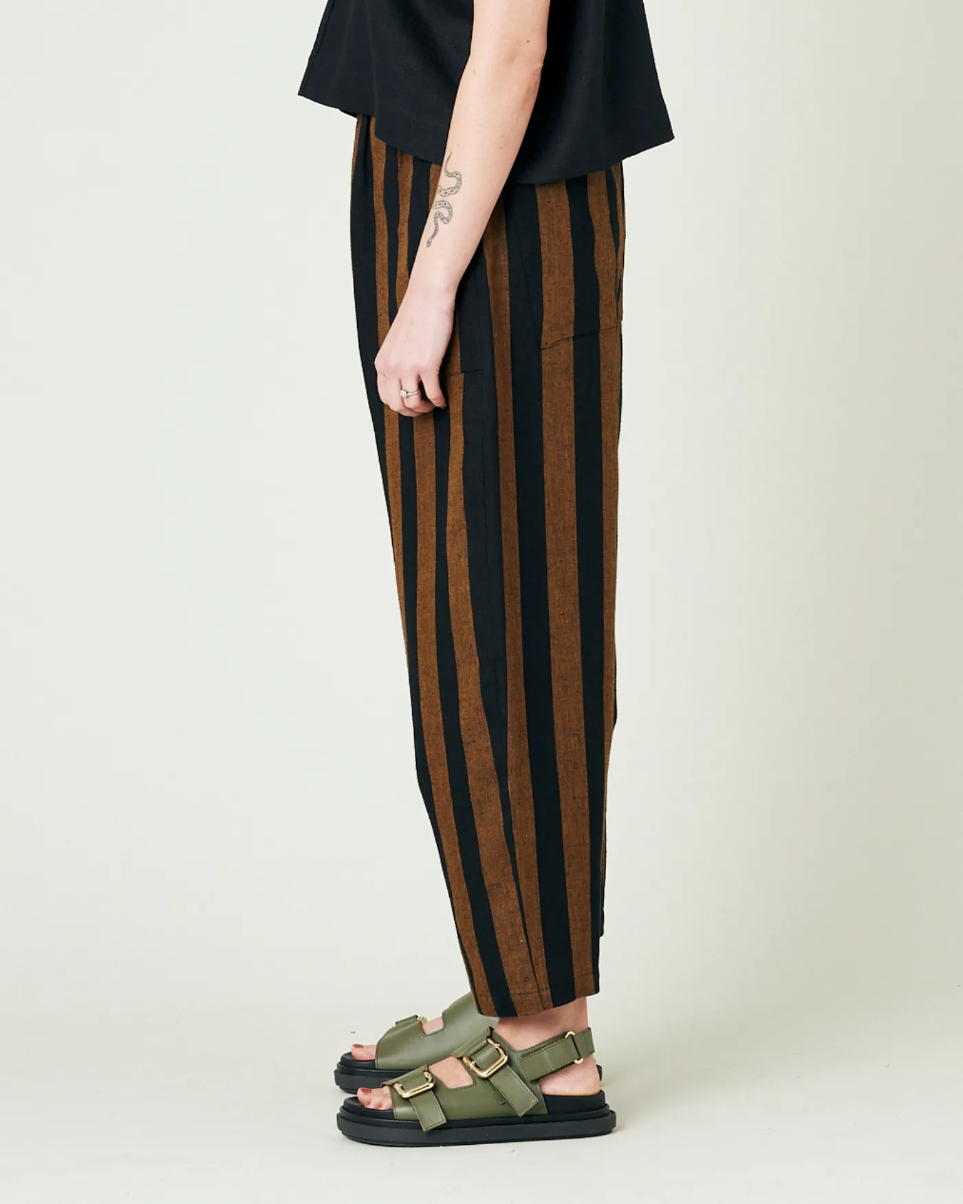 Huxley Rust & Black Stripe Linen Trousers sold by Beyond Nine product image thumbnail 2