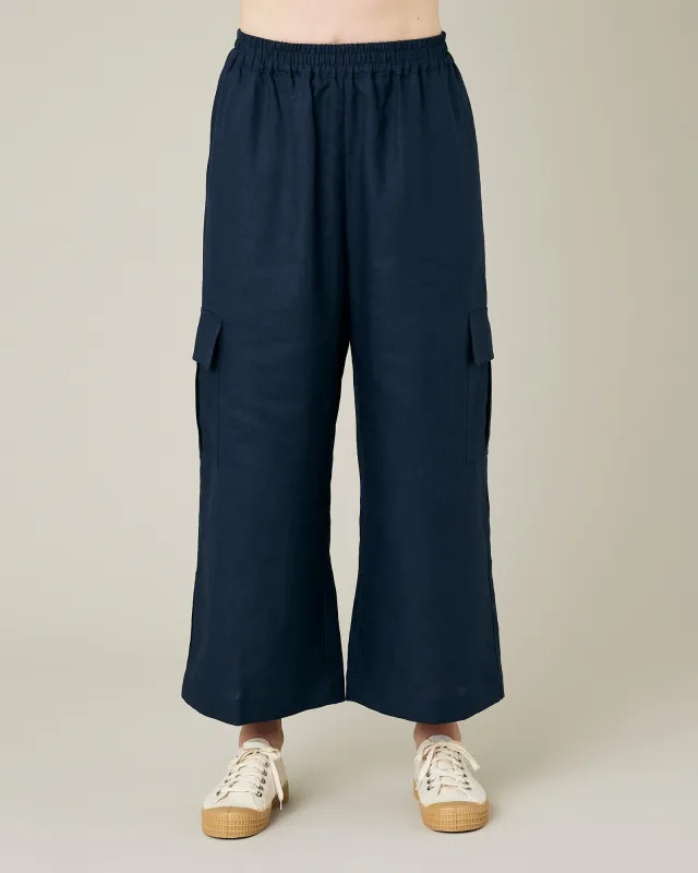 Orla Light Navy Linen Trousers sold by Beyond Nine