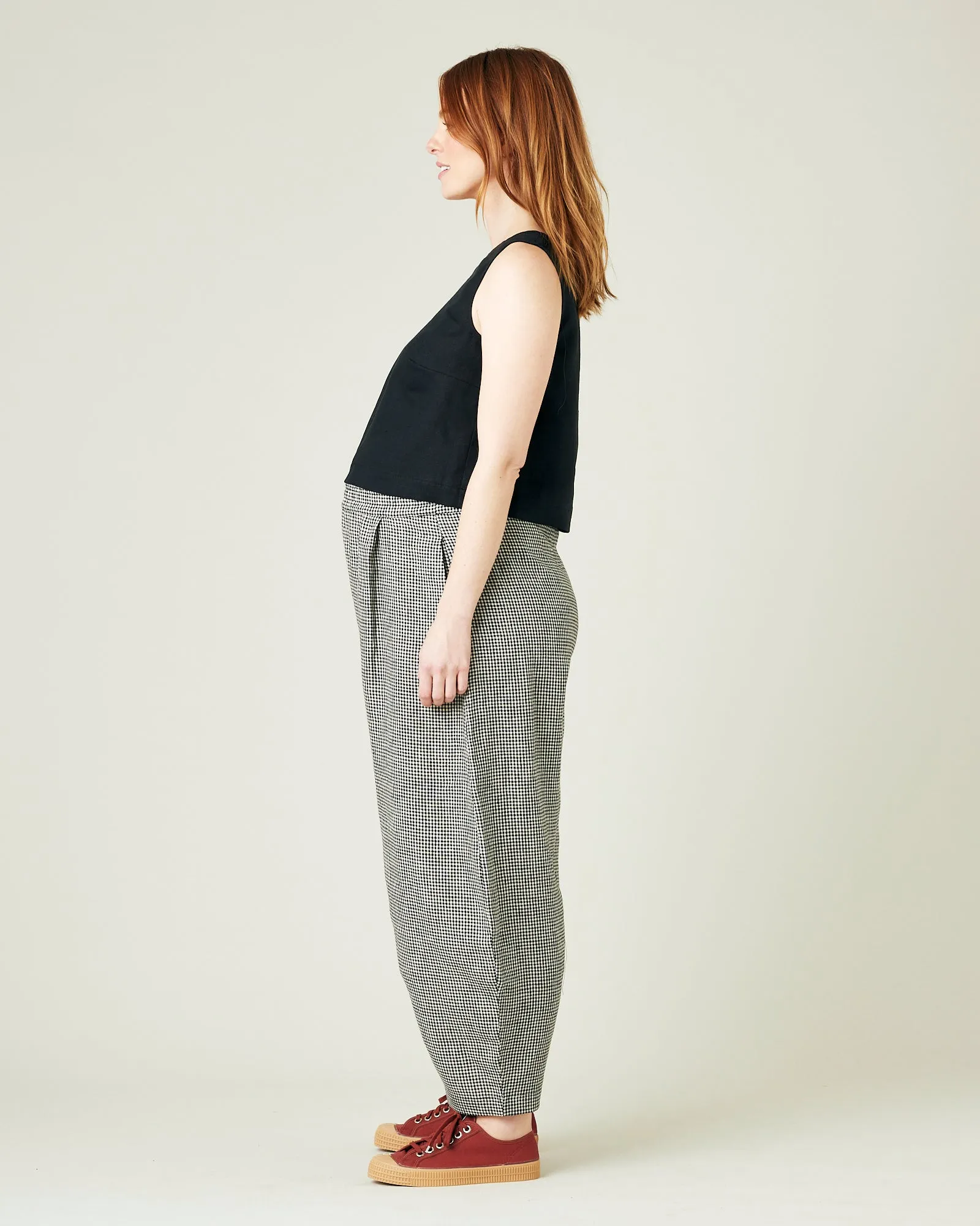 Daisy Black & Stone Micro Gingham Linen Trousers sold by Beyond Nine product image thumbnail 3
