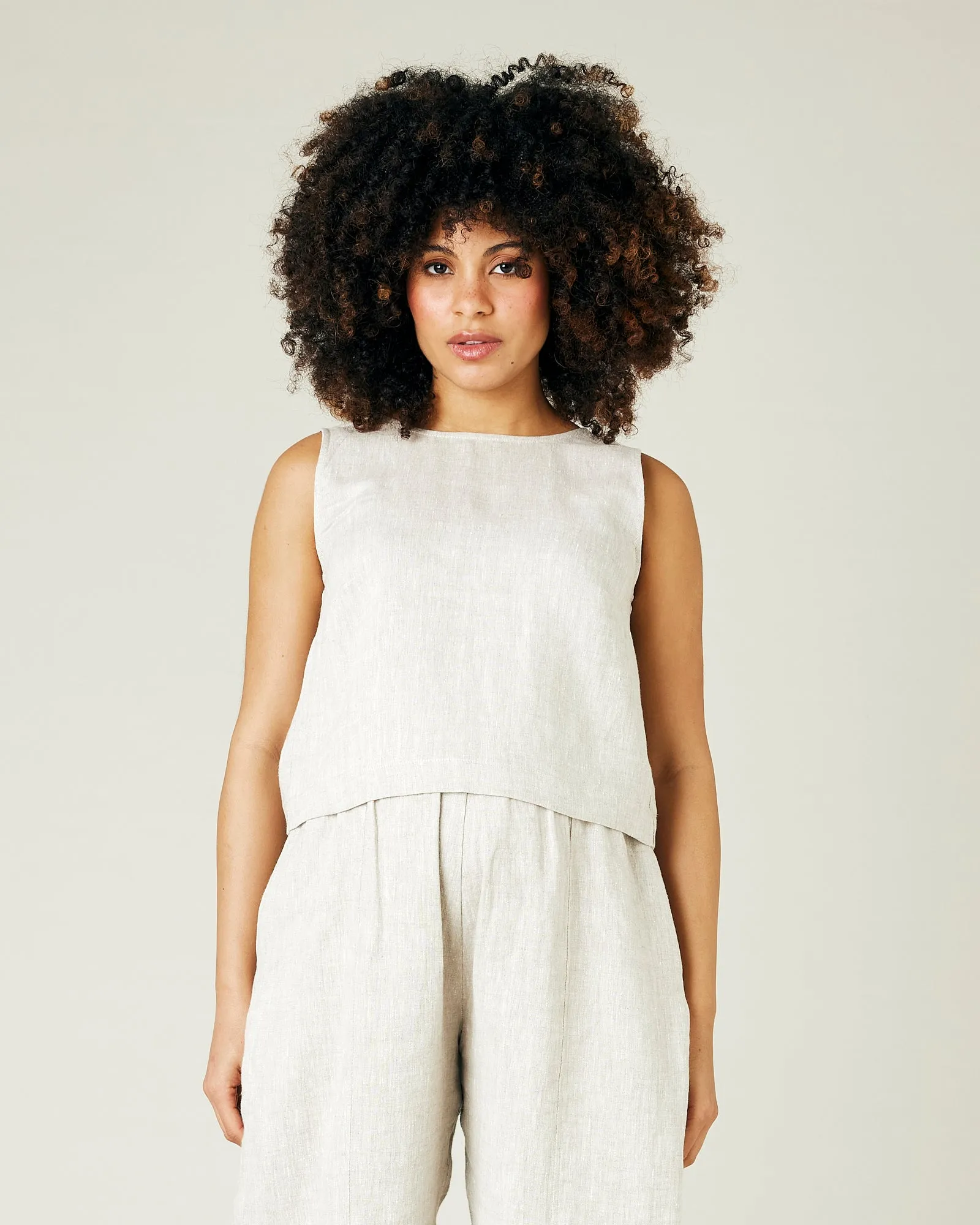 Esme Natural Linen Top sold by Beyond Nine