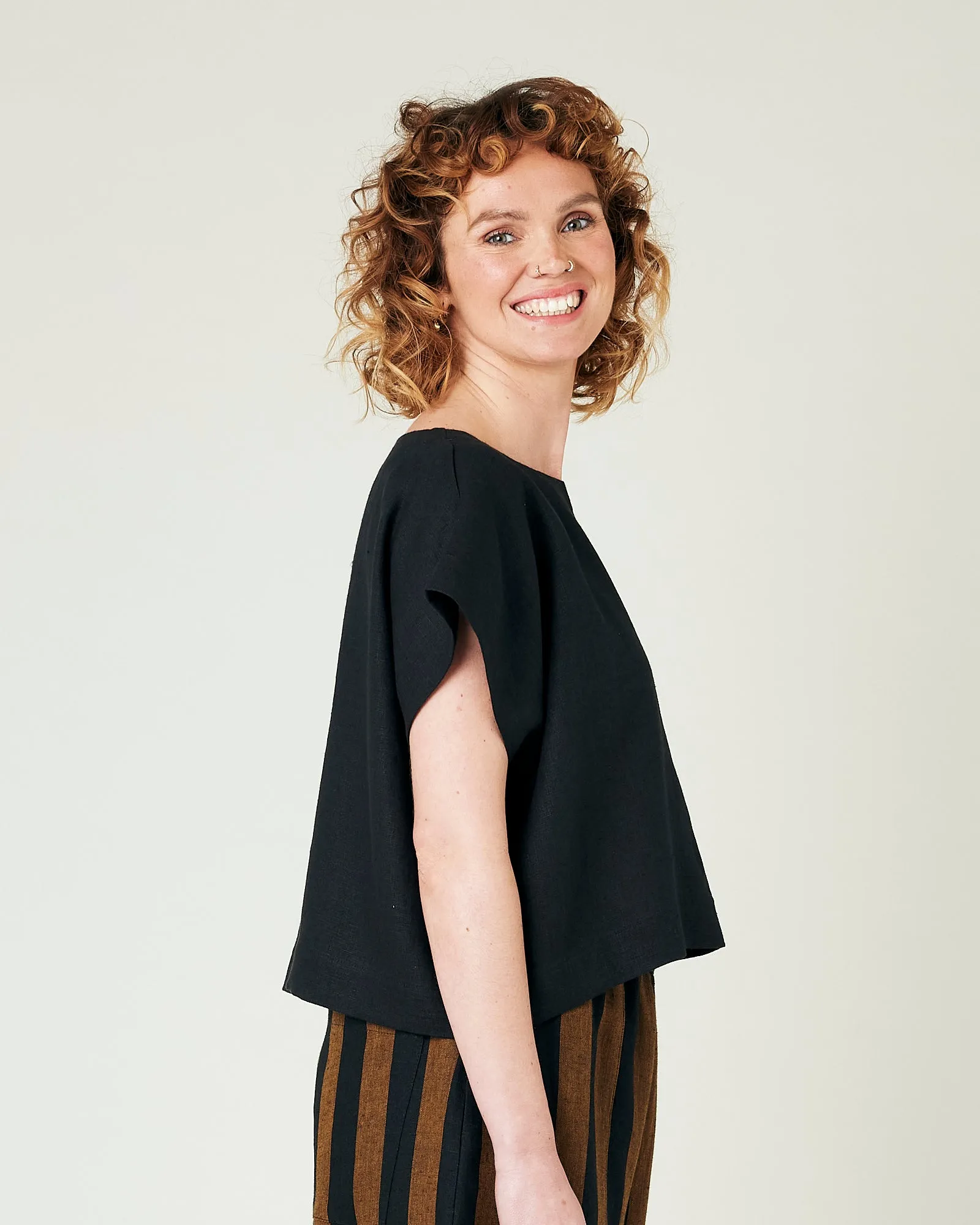 Polly Black Linen Top sold by Beyond Nine product image thumbnail 4