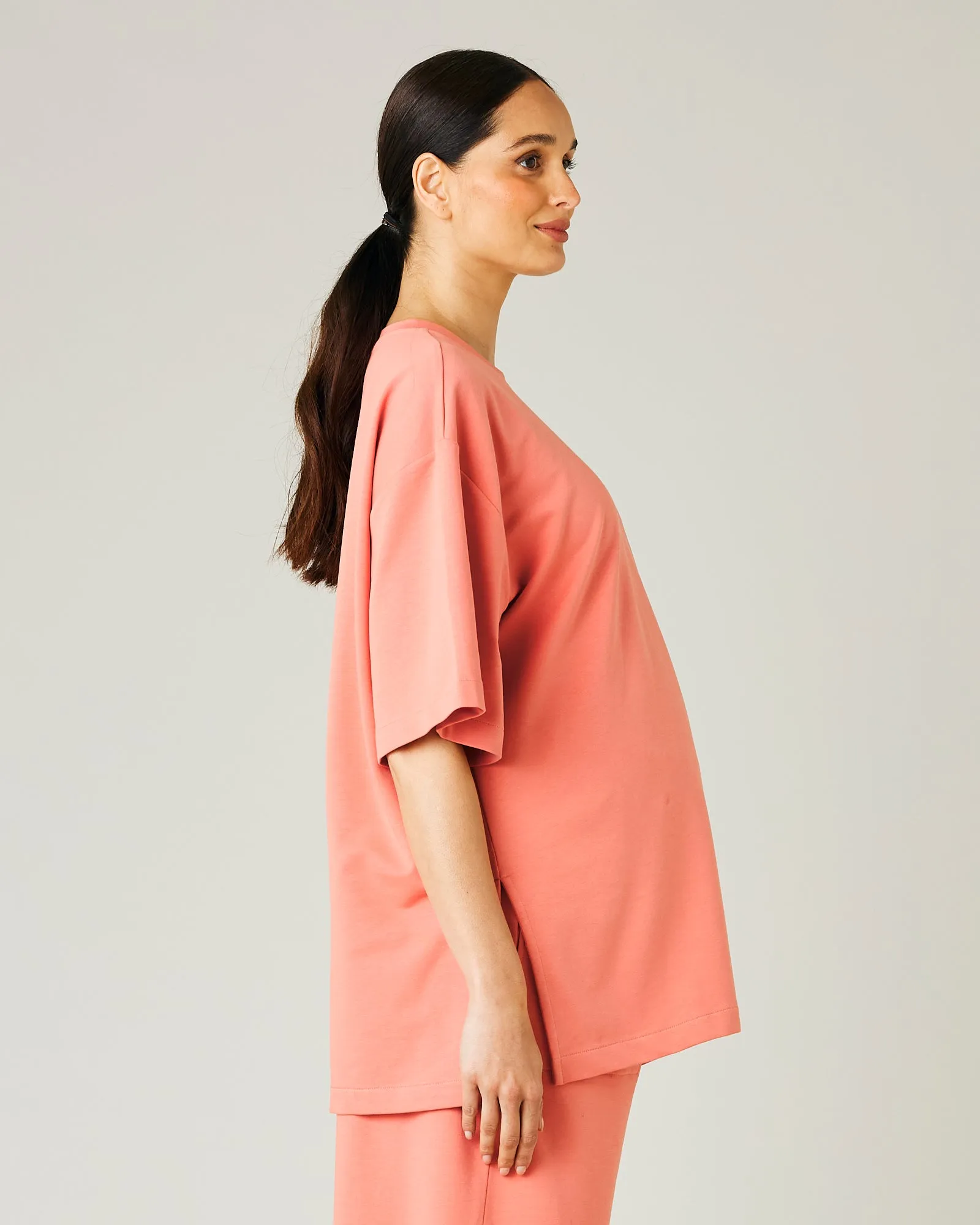 Jude Coral Cotton Jersey Short Drop Sleeve Top sold by Beyond Nine product image thumbnail 4