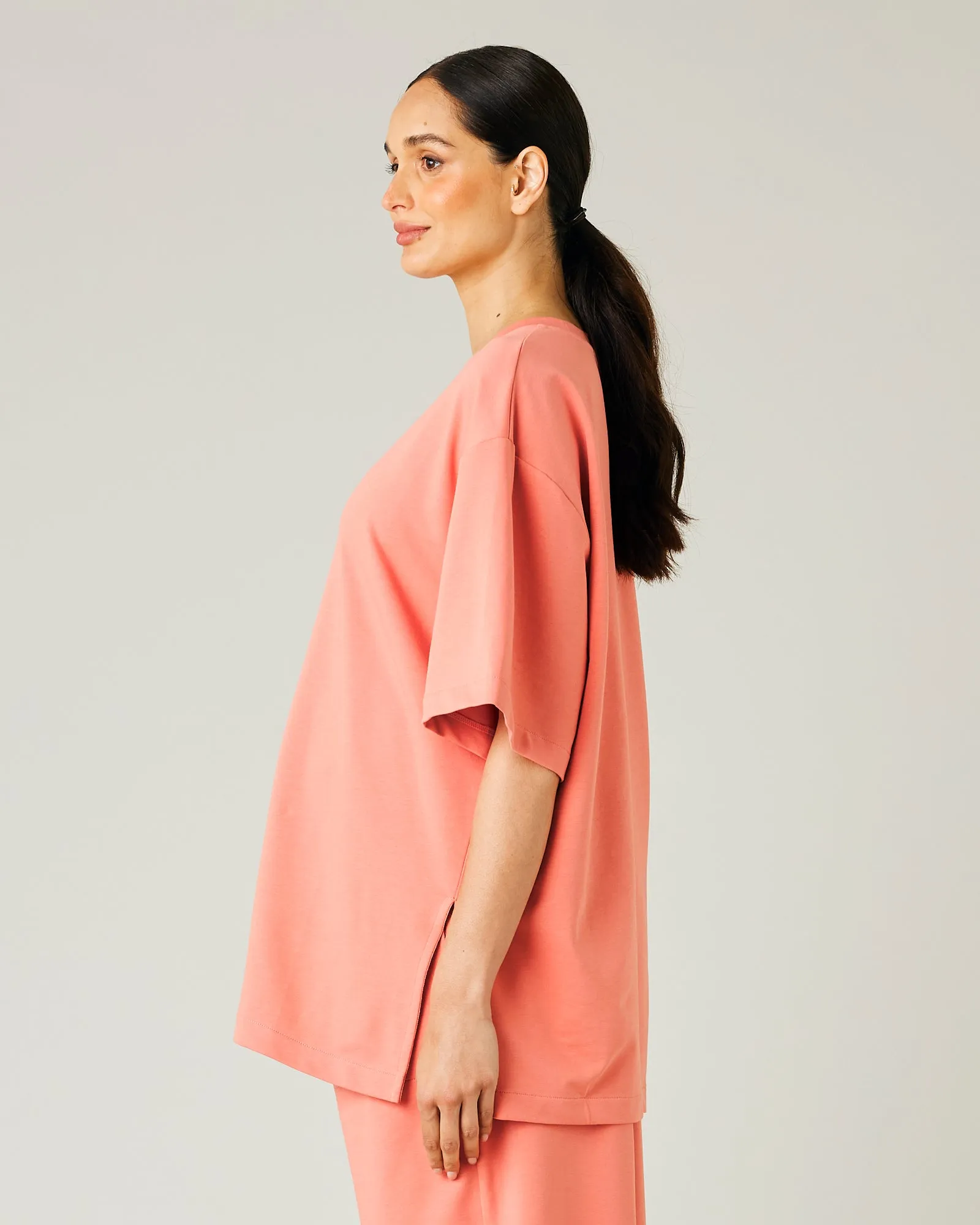Jude Coral Cotton Jersey Short Drop Sleeve Top sold by Beyond Nine product image thumbnail 2