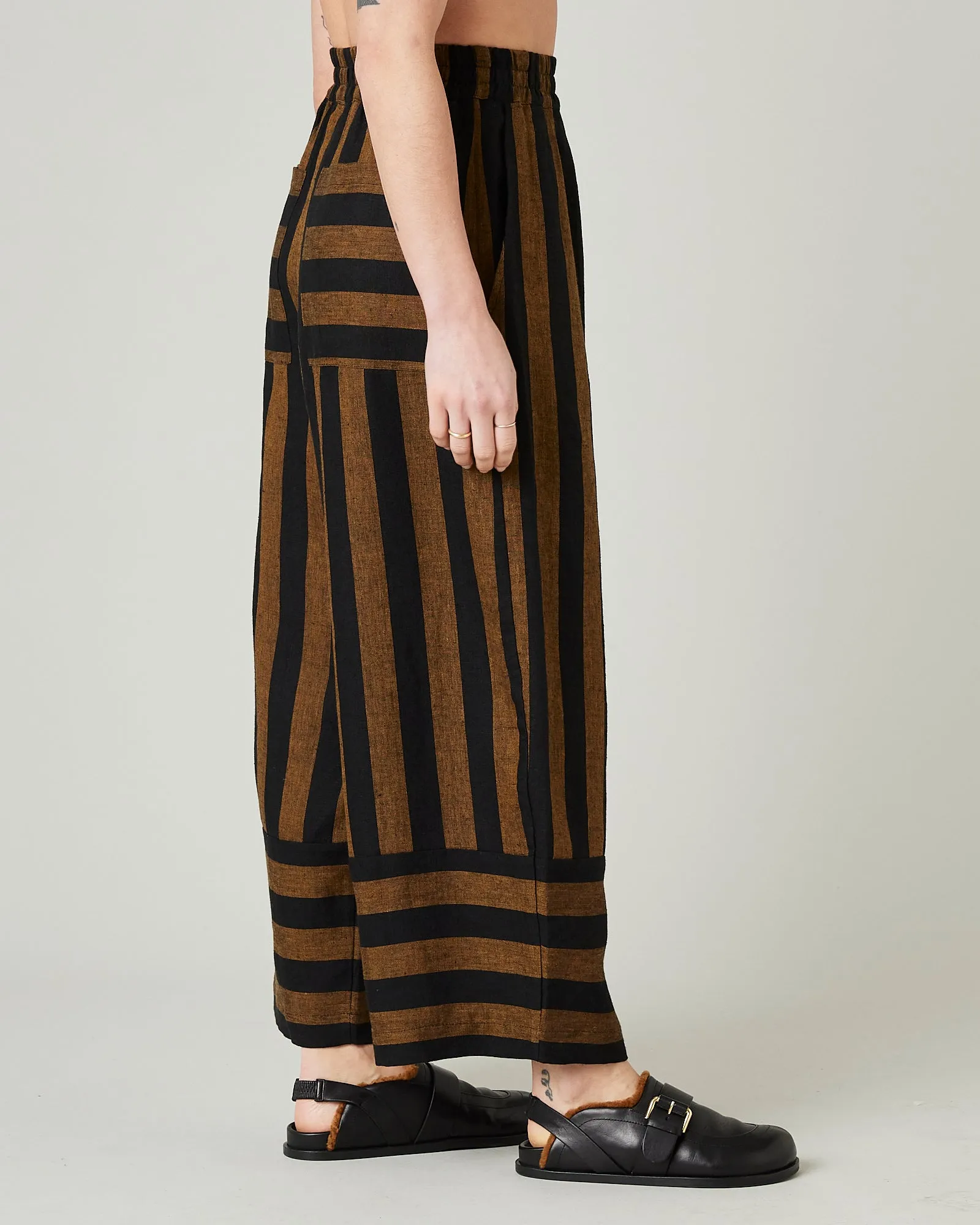 Bobbi Rust And Black Stripe Linen Trousers sold by Beyond Nine product image thumbnail 4