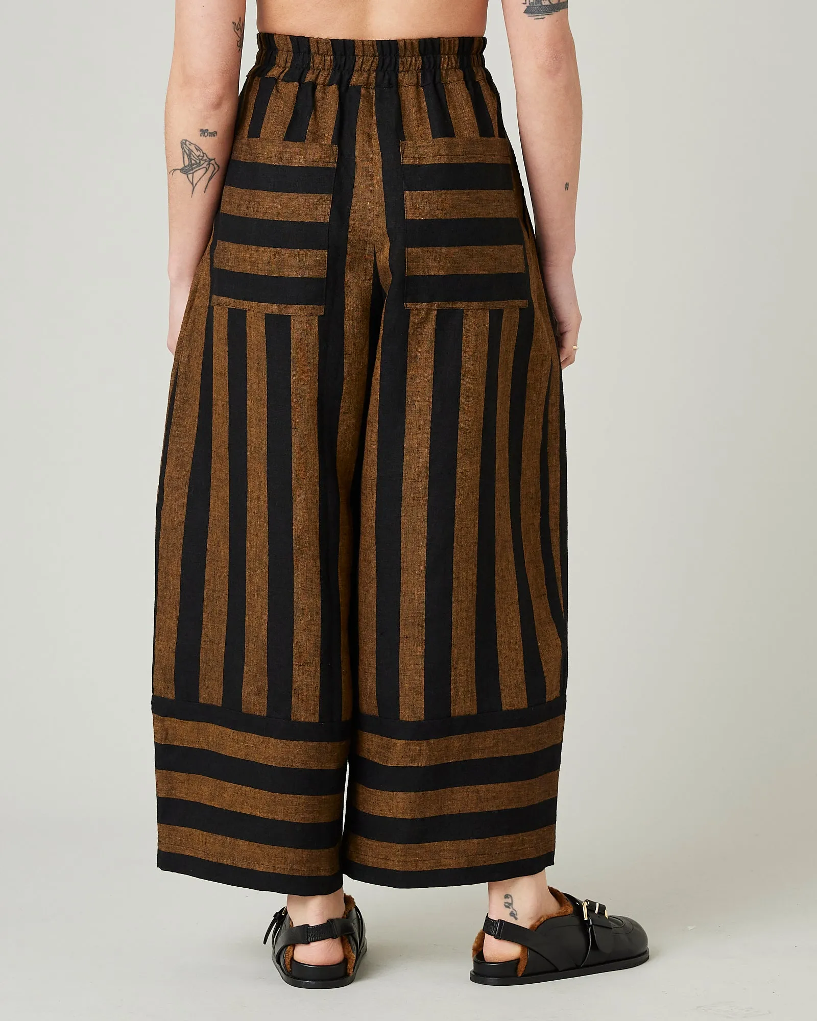 Bobbi Rust And Black Stripe Linen Trousers sold by Beyond Nine product image thumbnail 3
