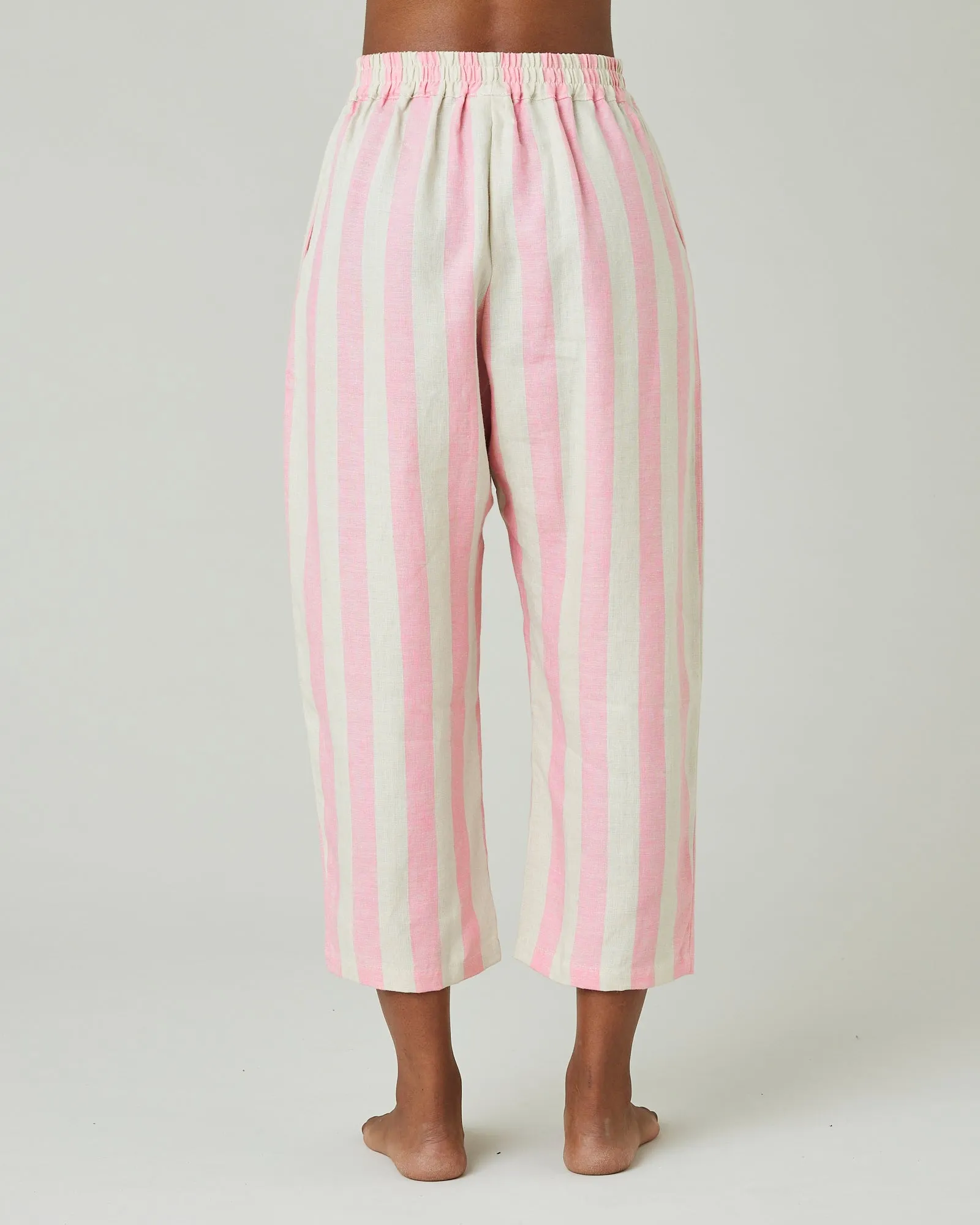 Ultimate PJ Trousers Pink & Ecru Stripe Linen sold by Beyond Nine product image thumbnail 3
