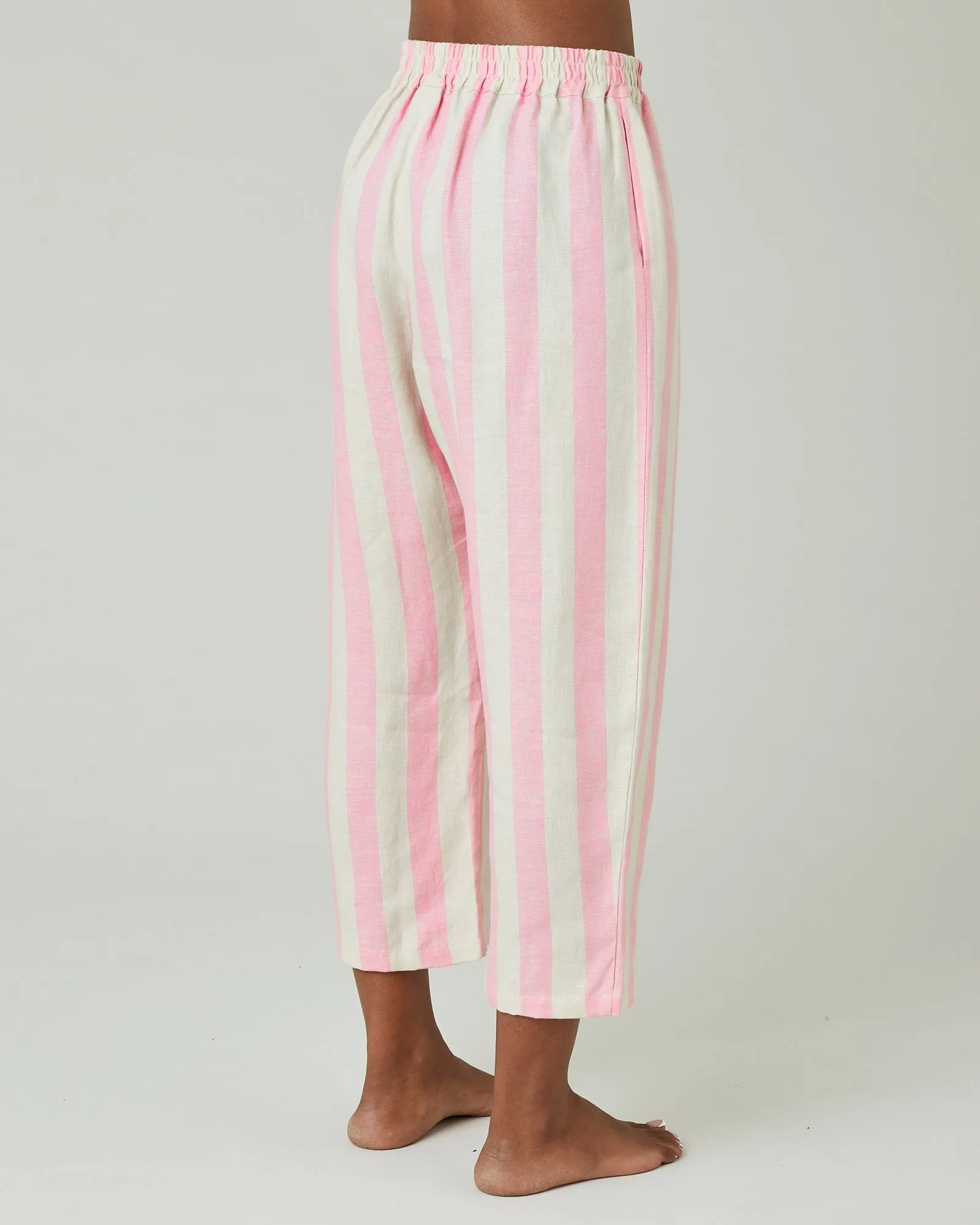 Ultimate PJ Trousers Pink & Ecru Stripe Linen sold by Beyond Nine product image thumbnail 4