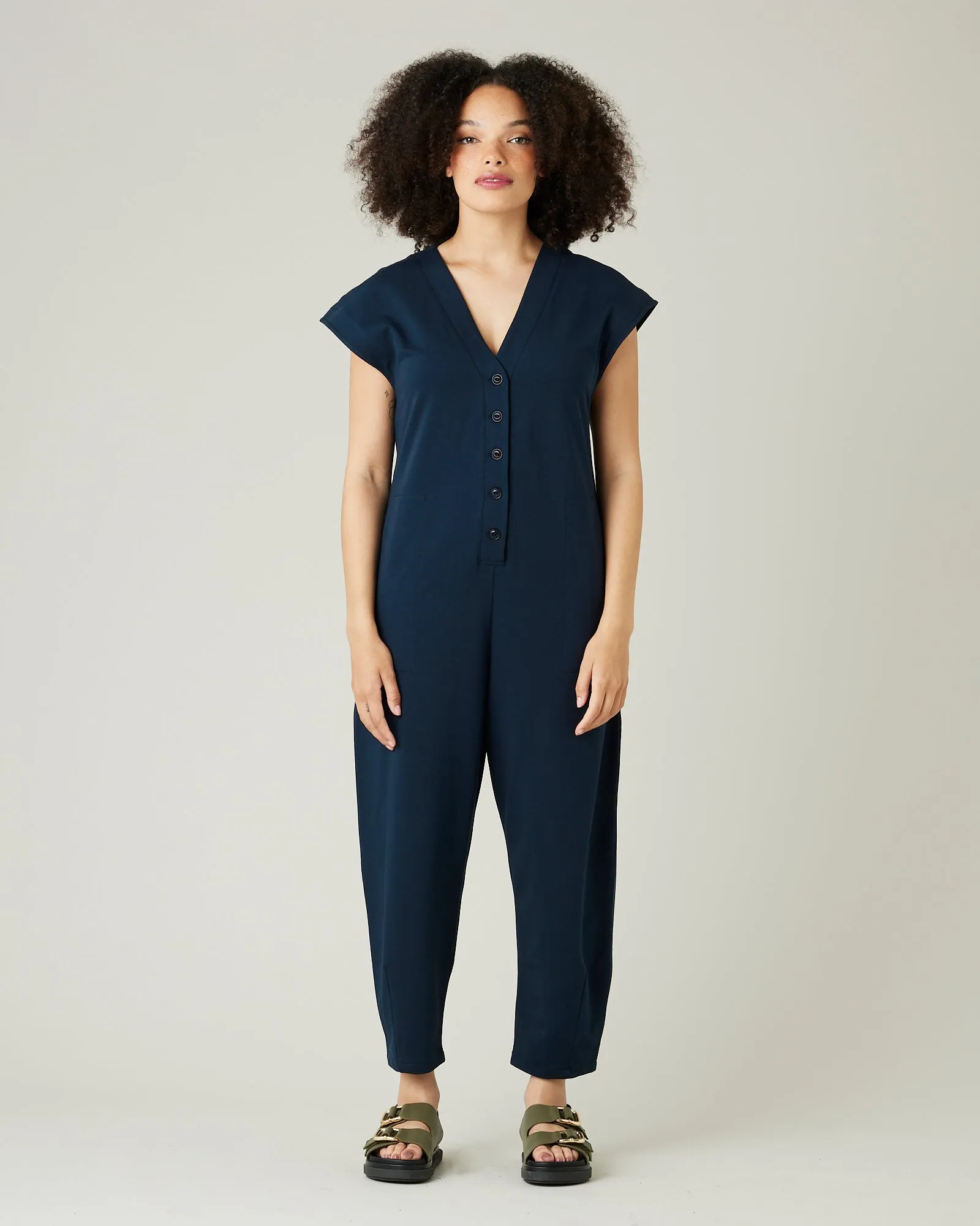 Frankie Navy Cotton Jersey Jumpsuit sold by Beyond Nine