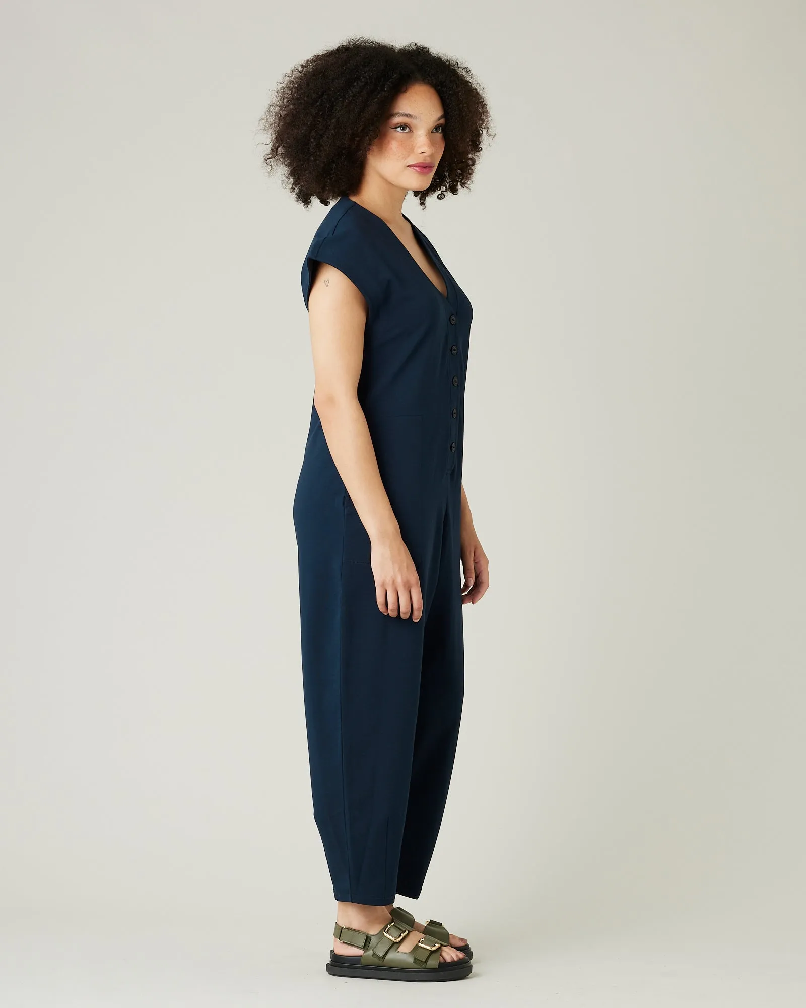 Frankie Navy Cotton Jersey Jumpsuit sold by Beyond Nine product image thumbnail 3