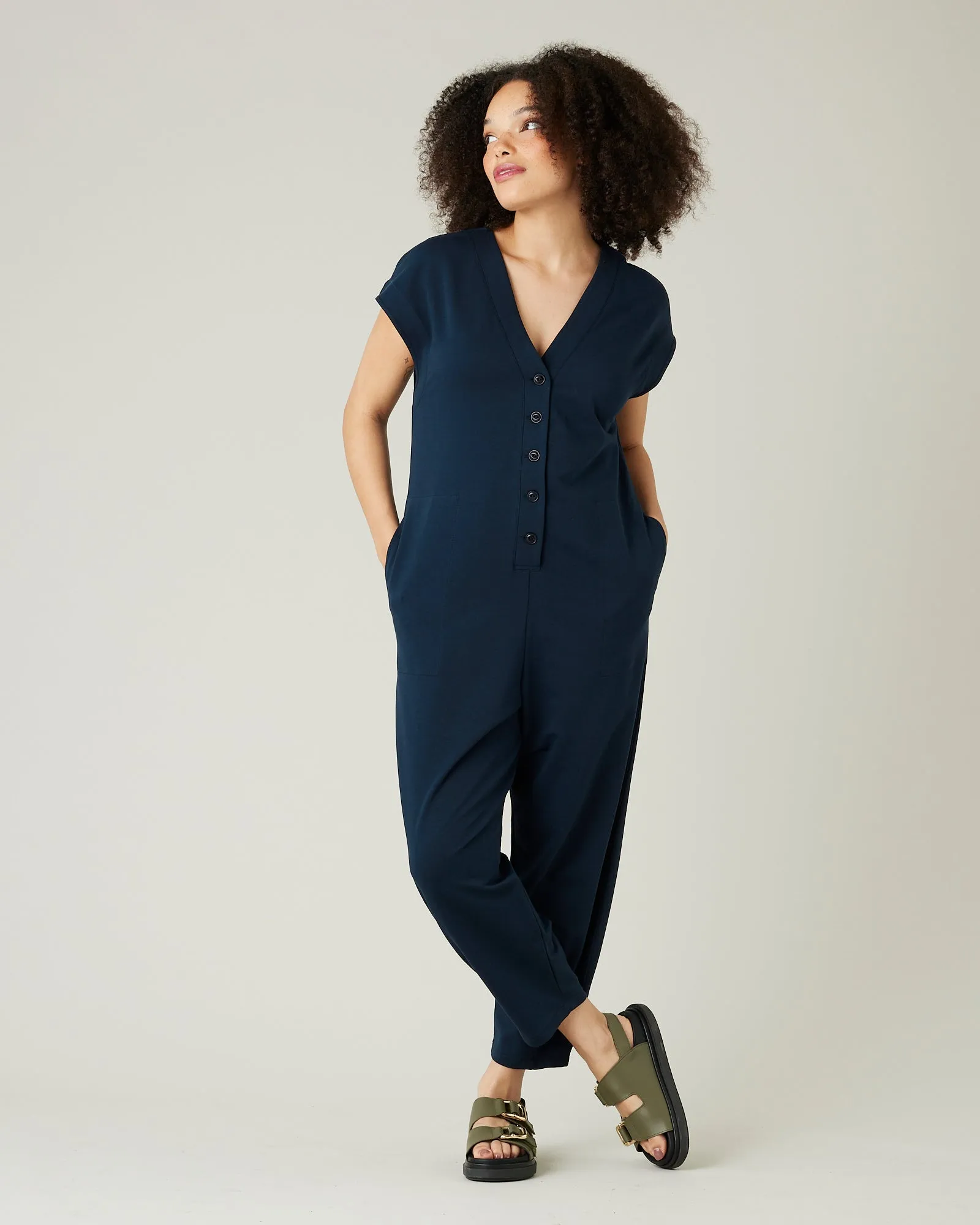 Frankie Navy Cotton Jersey Jumpsuit sold by Beyond Nine product image thumbnail 4