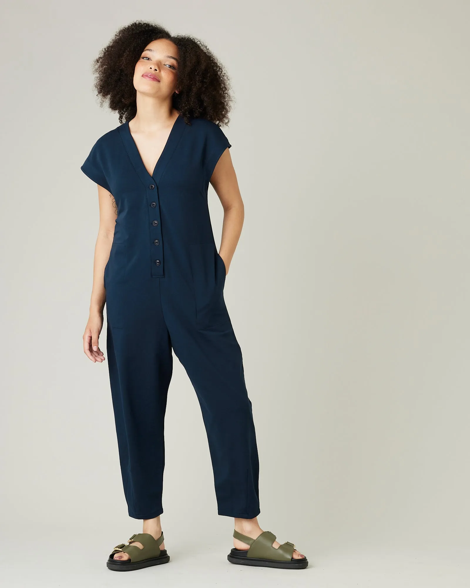 Frankie Navy Cotton Jersey Jumpsuit sold by Beyond Nine product image thumbnail 5
