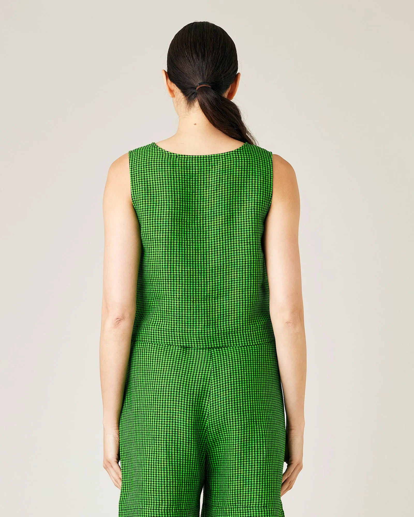 Esme Green & Black Micro Check Linen Top sold by Beyond Nine product image thumbnail 3