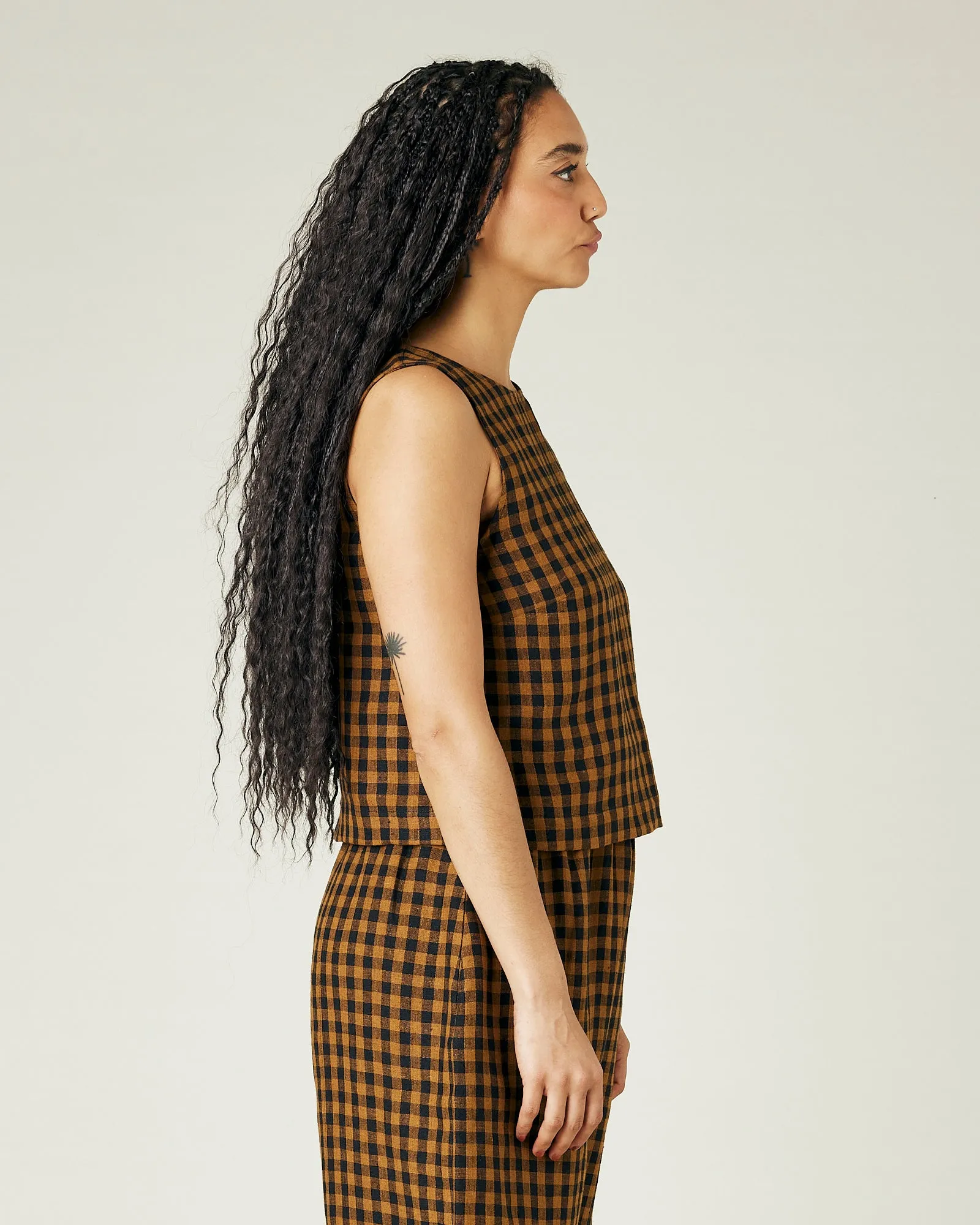Esme Rust Gingham Linen Top sold by Beyond Nine product image thumbnail 4