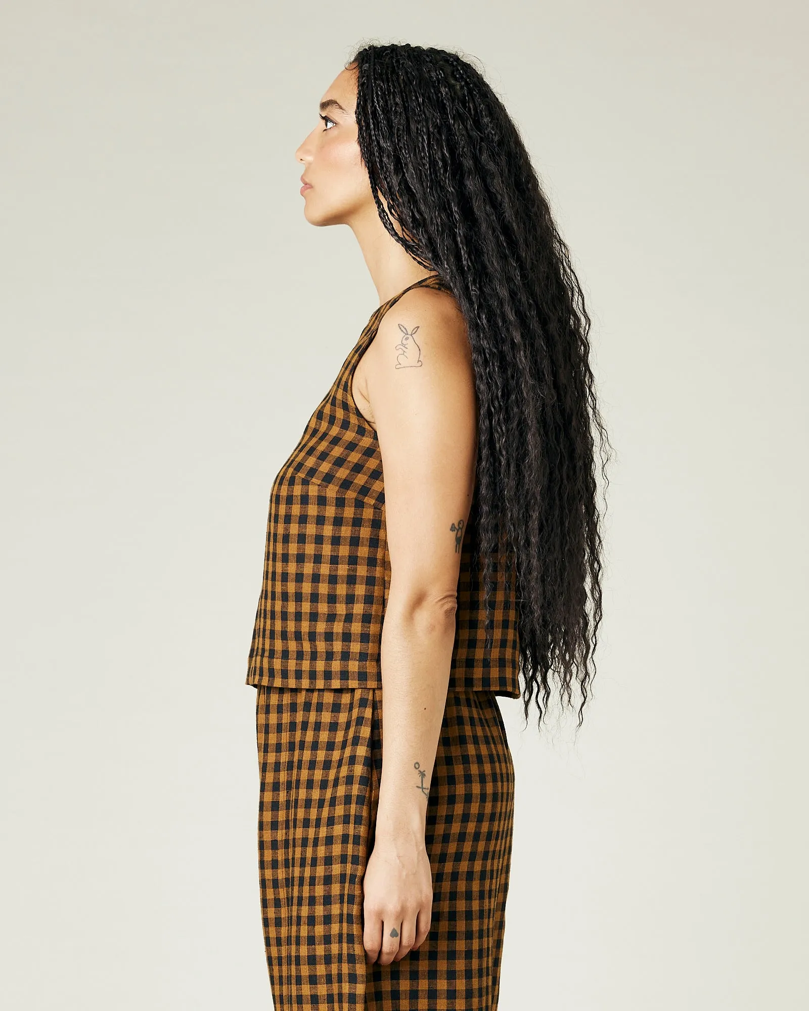 Esme Rust Gingham Linen Top sold by Beyond Nine product image thumbnail 2