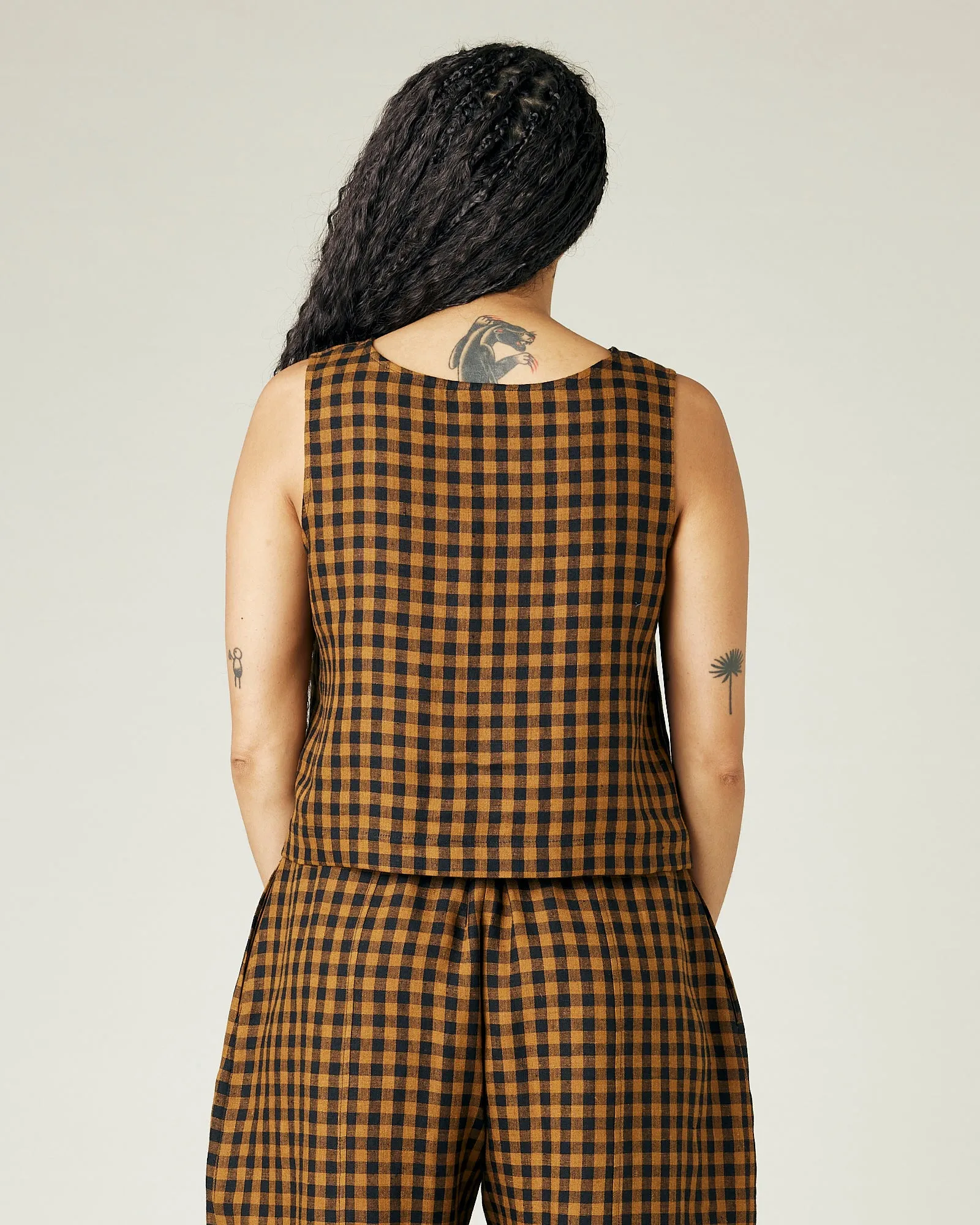 Esme Rust Gingham Linen Top sold by Beyond Nine product image thumbnail 3
