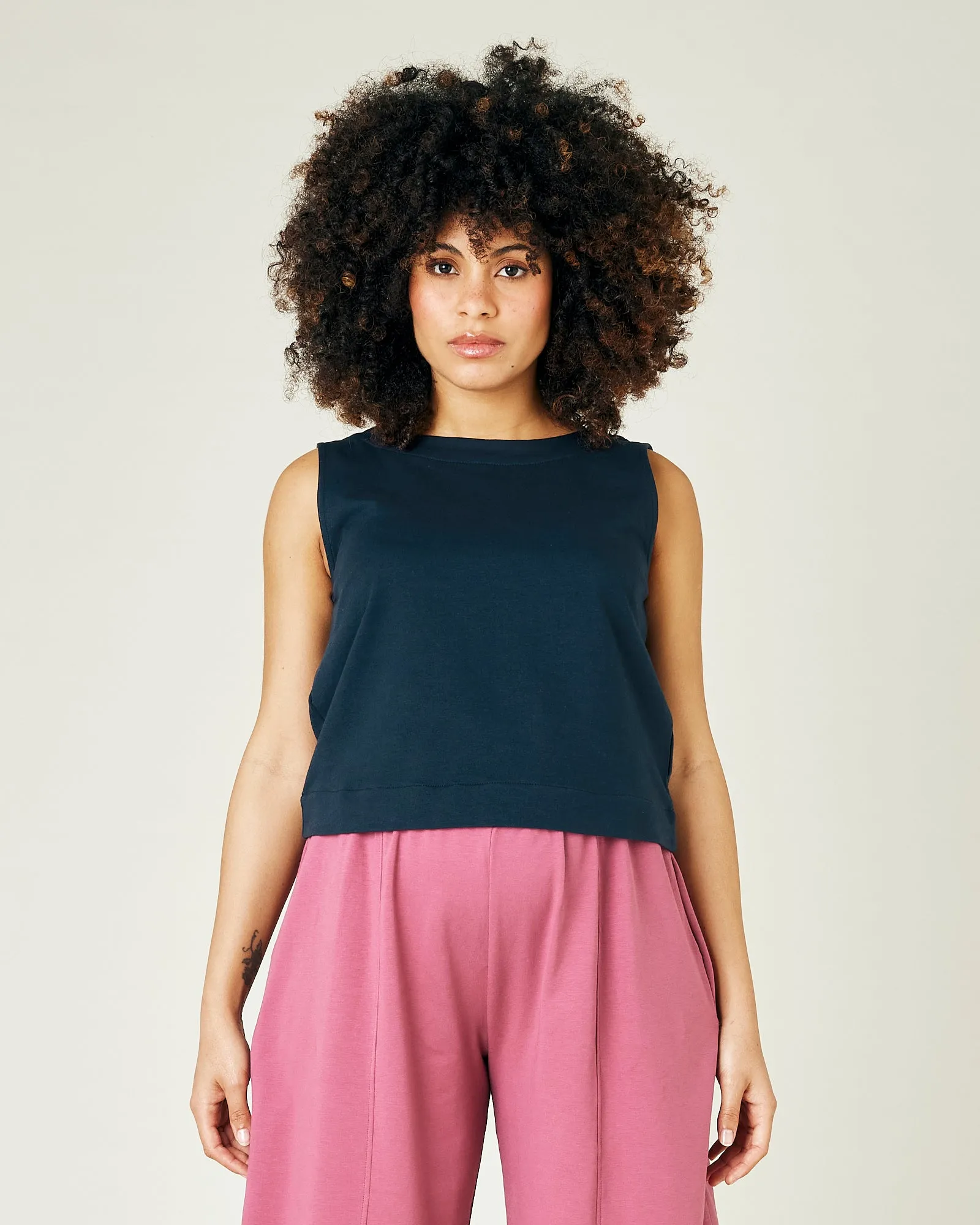 Esme Navy Jersey Top sold by Beyond Nine