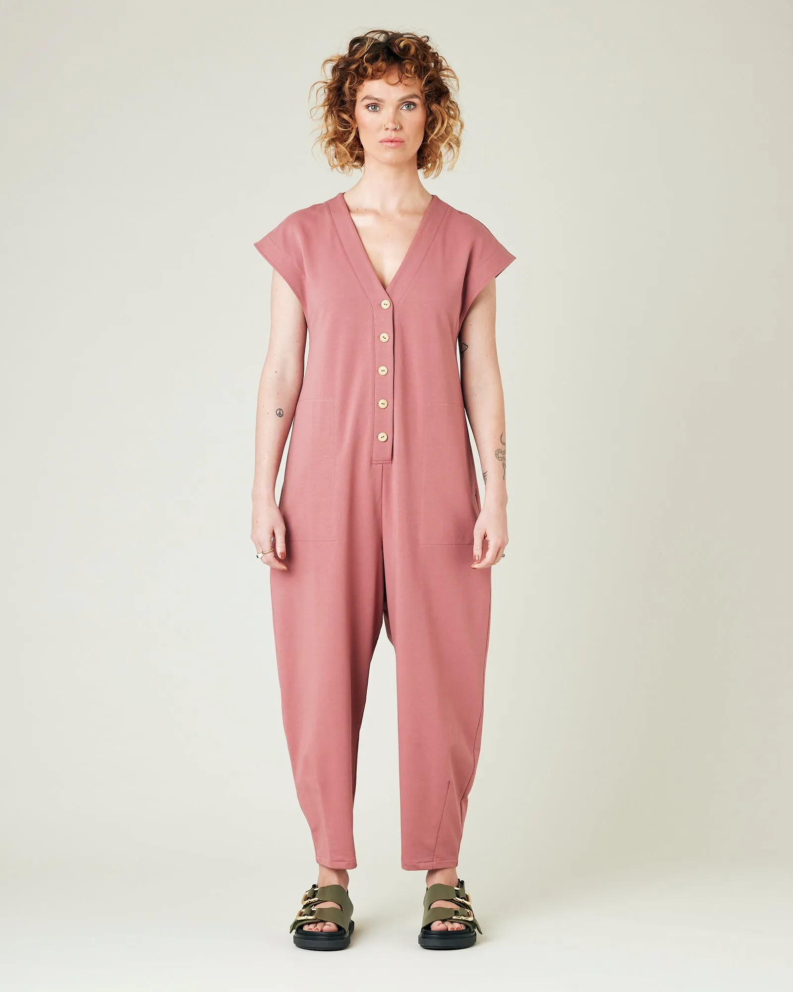 Frankie Dusty Pink Cotton Jersey Jumpsuit sold by Beyond Nine