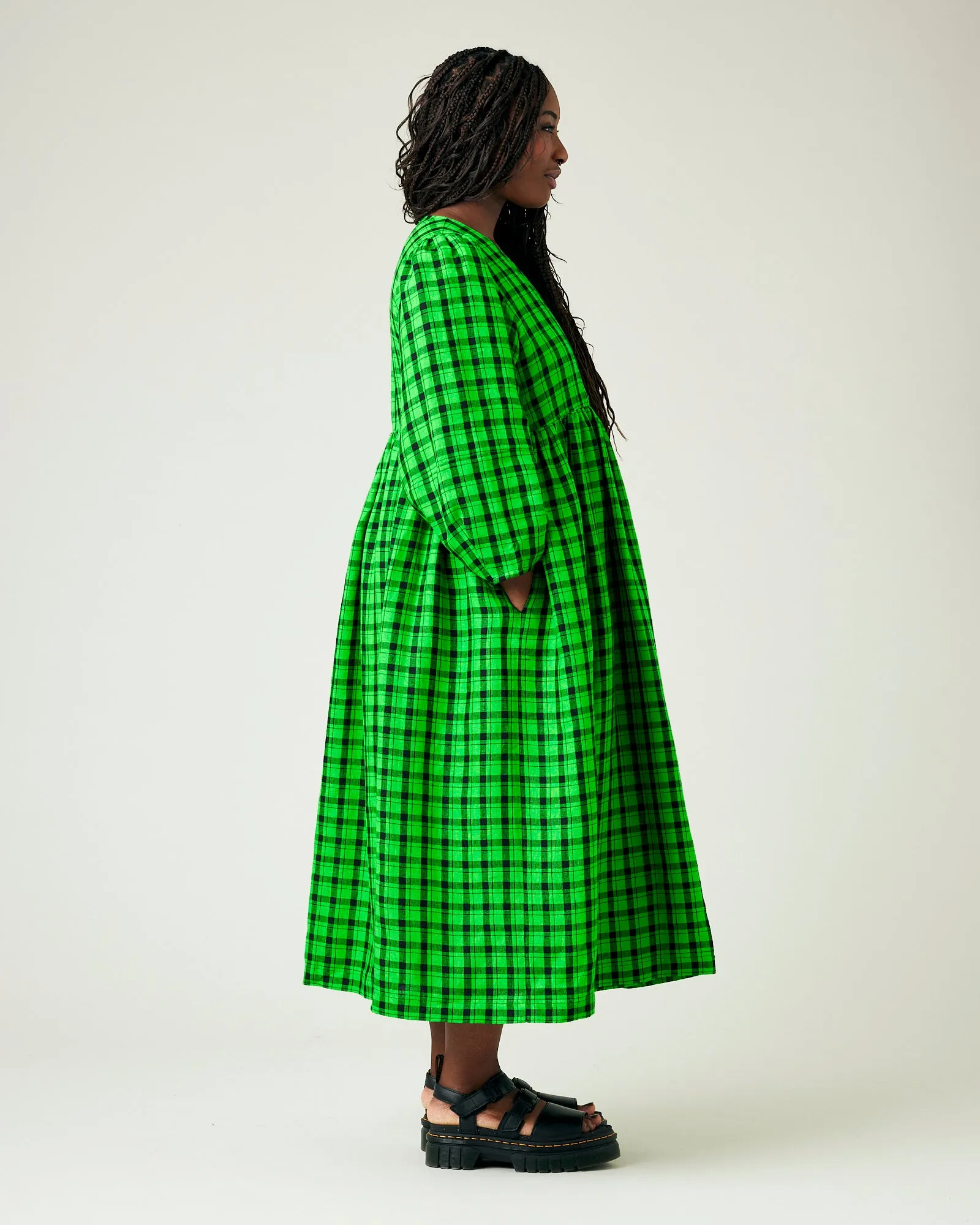 Isabel Black & Green Check Linen Dress sold by Beyond Nine product image thumbnail 4