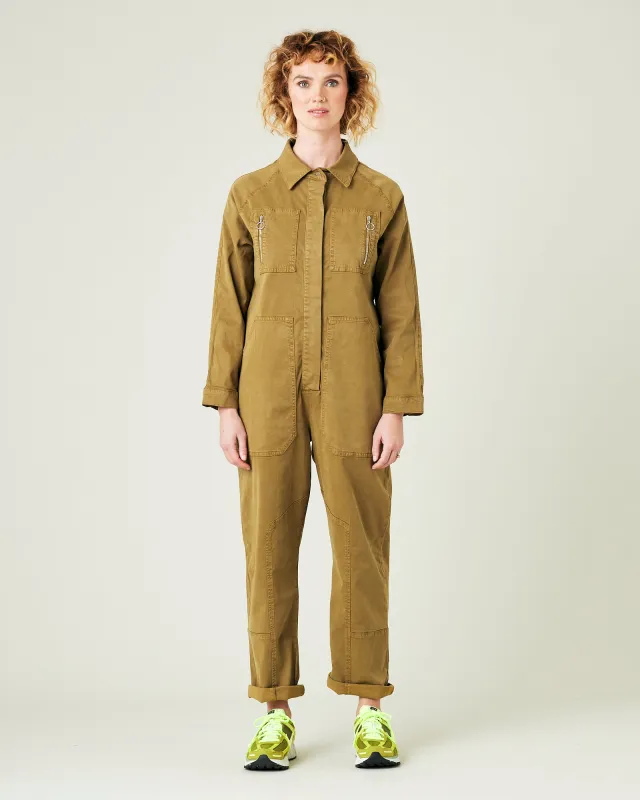 Hallie Nut Green Cotton Coverall made by Beyond Nine