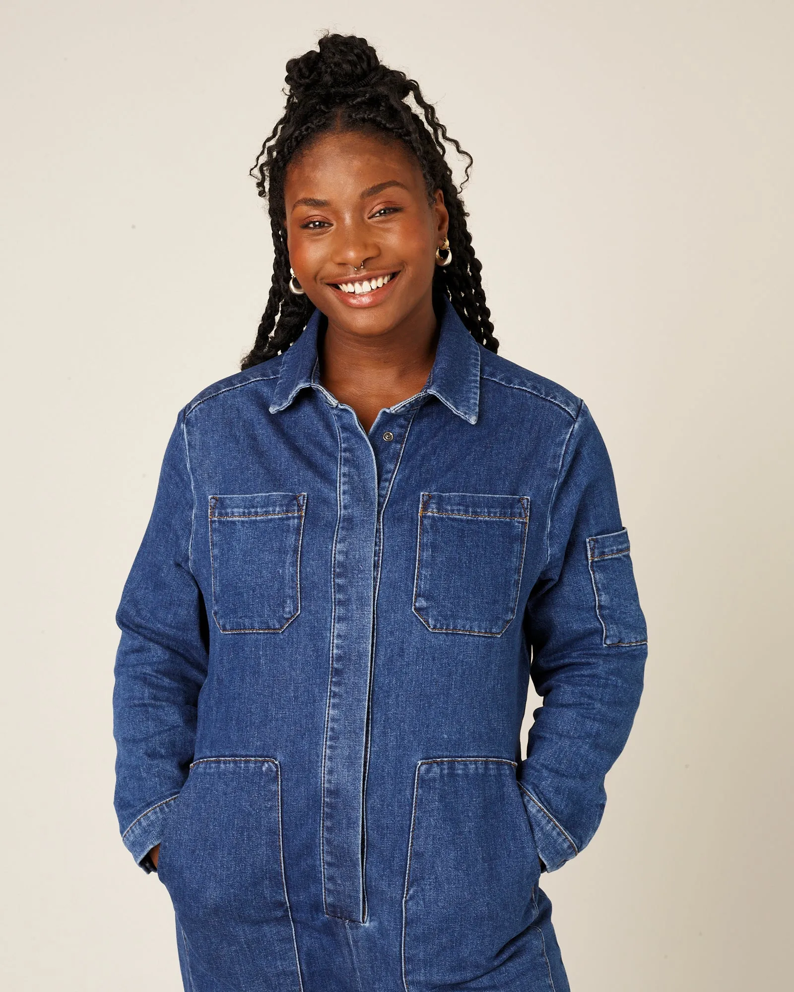 Denim Coverall - Light Mid Wash Blue sold by Beyond Nine product image thumbnail 3