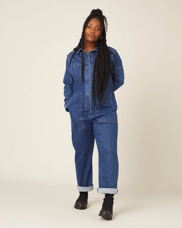 Denim Coverall - Light Mid Wash Blue sold by Beyond Nine