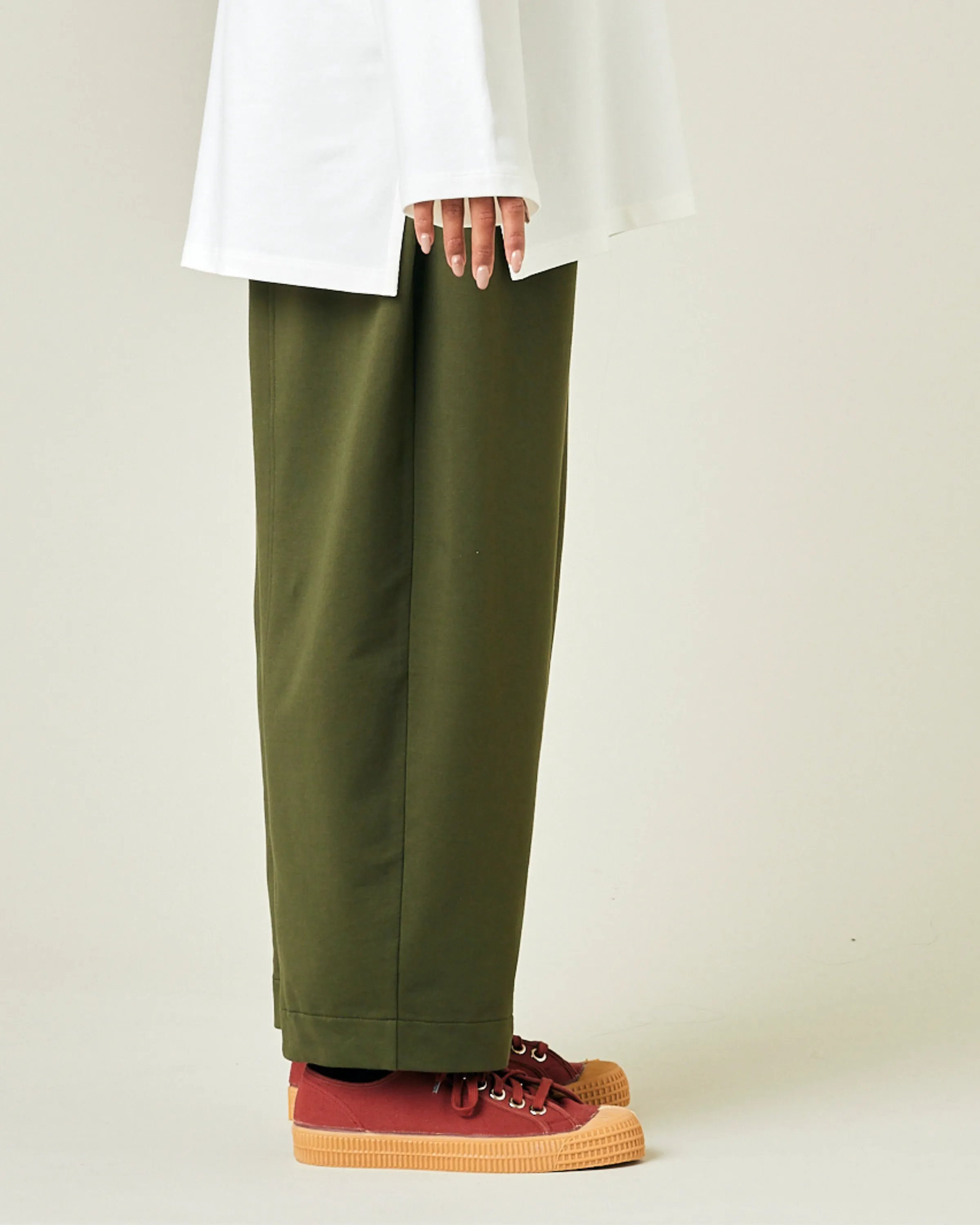 Mabel Olive Jersey Trousers sold by Beyond Nine product image thumbnail 4