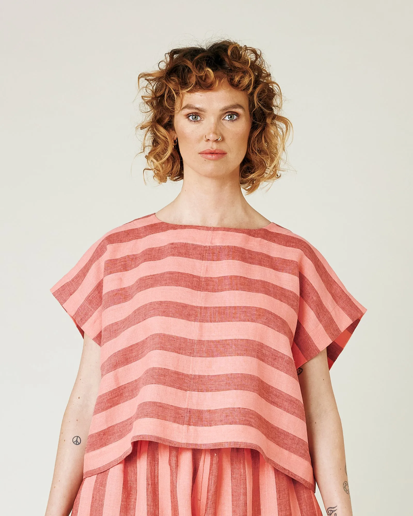 Polly Blush Stripe Linen Top sold by Beyond Nine