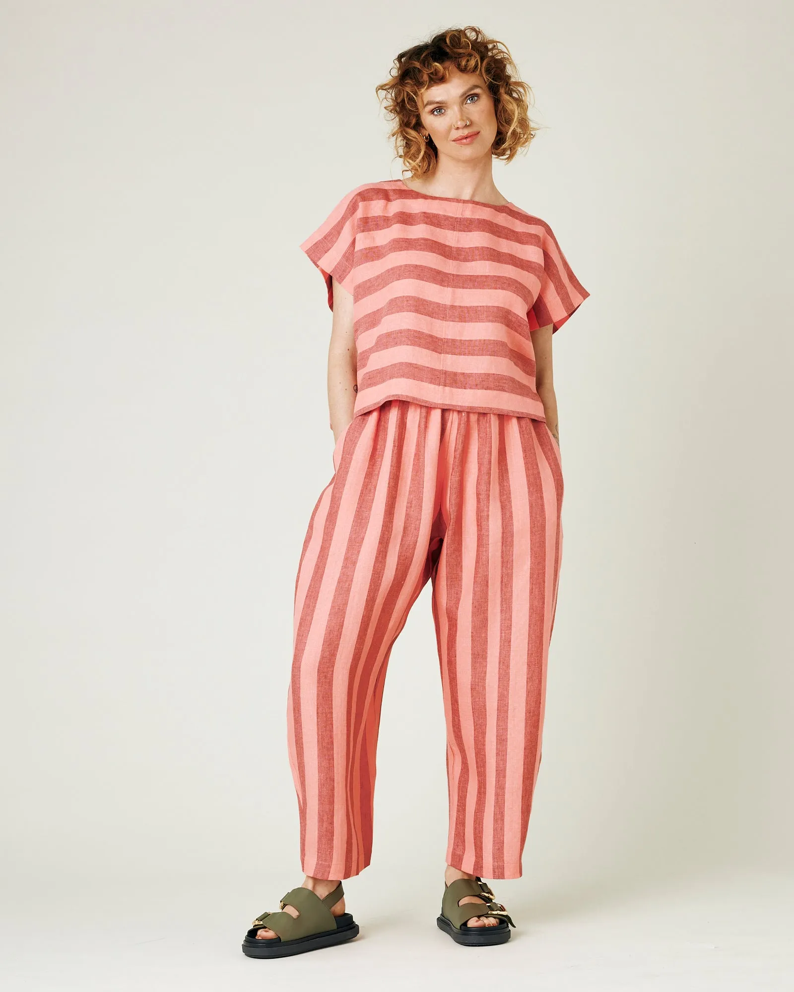 Polly Blush Stripe Linen Top sold by Beyond Nine product image thumbnail 5