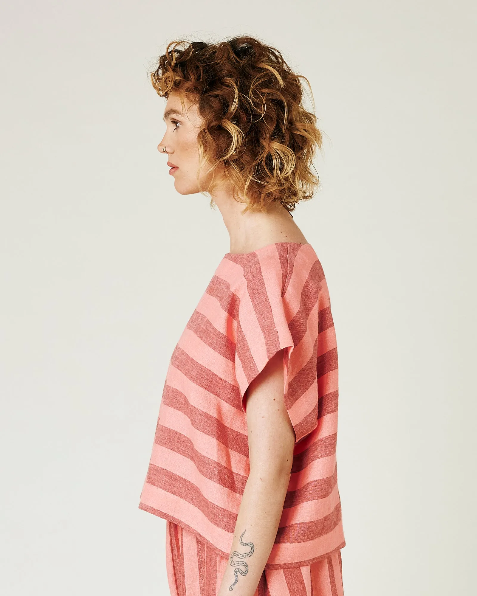 Polly Blush Stripe Linen Top sold by Beyond Nine product image thumbnail 2