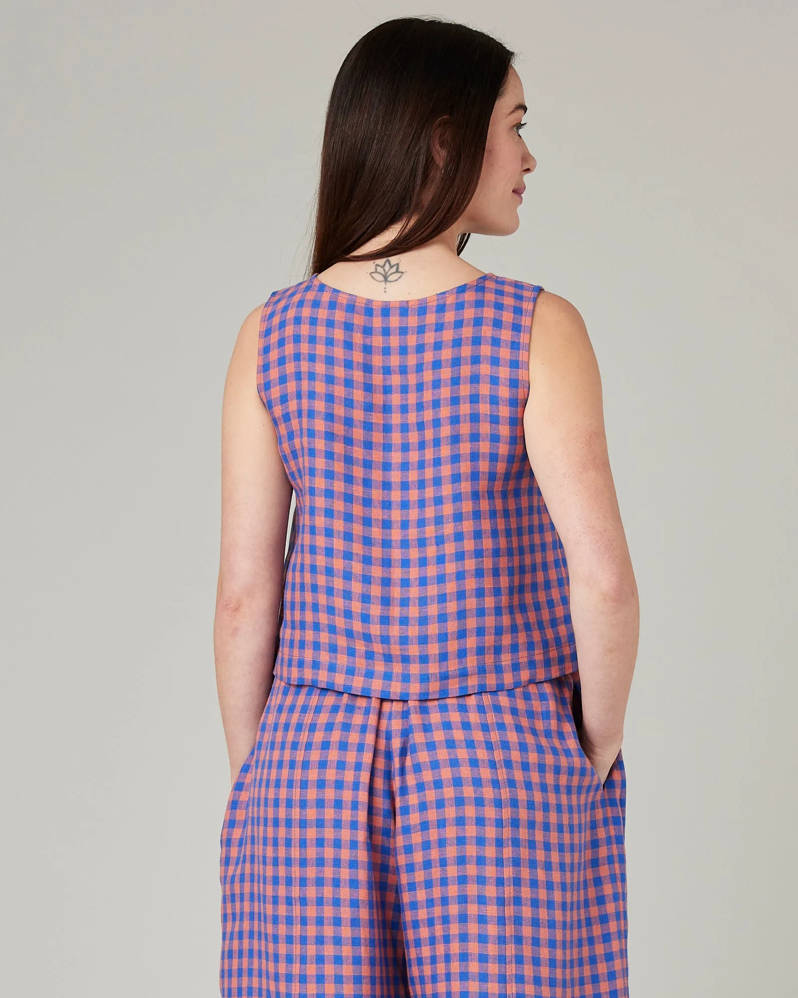 Esme Sunset Check Linen Top sold by Beyond Nine product image thumbnail 3