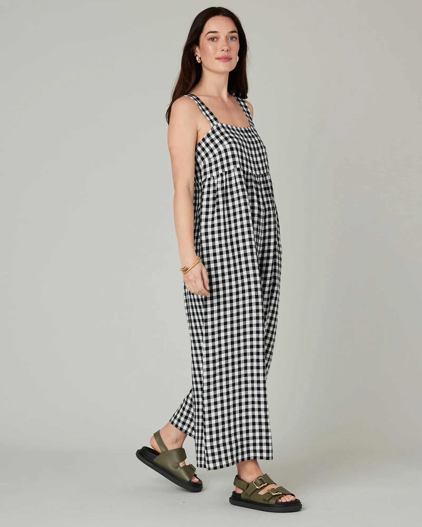 Cari Black & White Gingham Linen Jumpsuit sold by Beyond Nine product image thumbnail 5