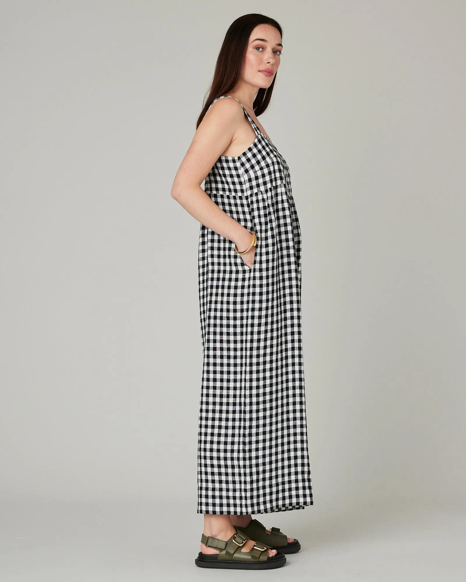 Cari Black & White Gingham Linen Jumpsuit sold by Beyond Nine product image thumbnail 4