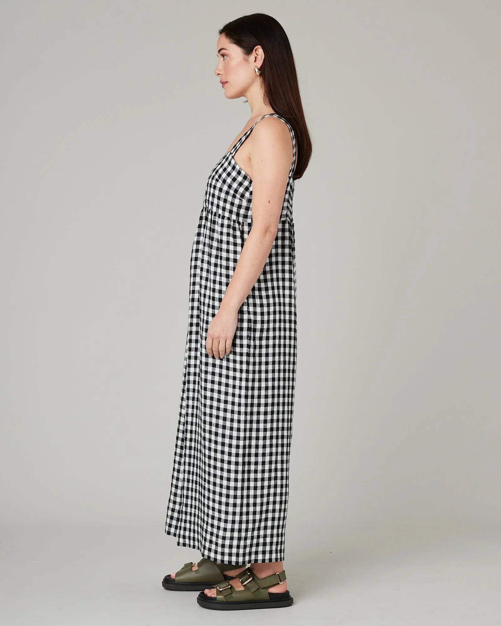 Cari Black & White Gingham Linen Jumpsuit sold by Beyond Nine product image thumbnail 2