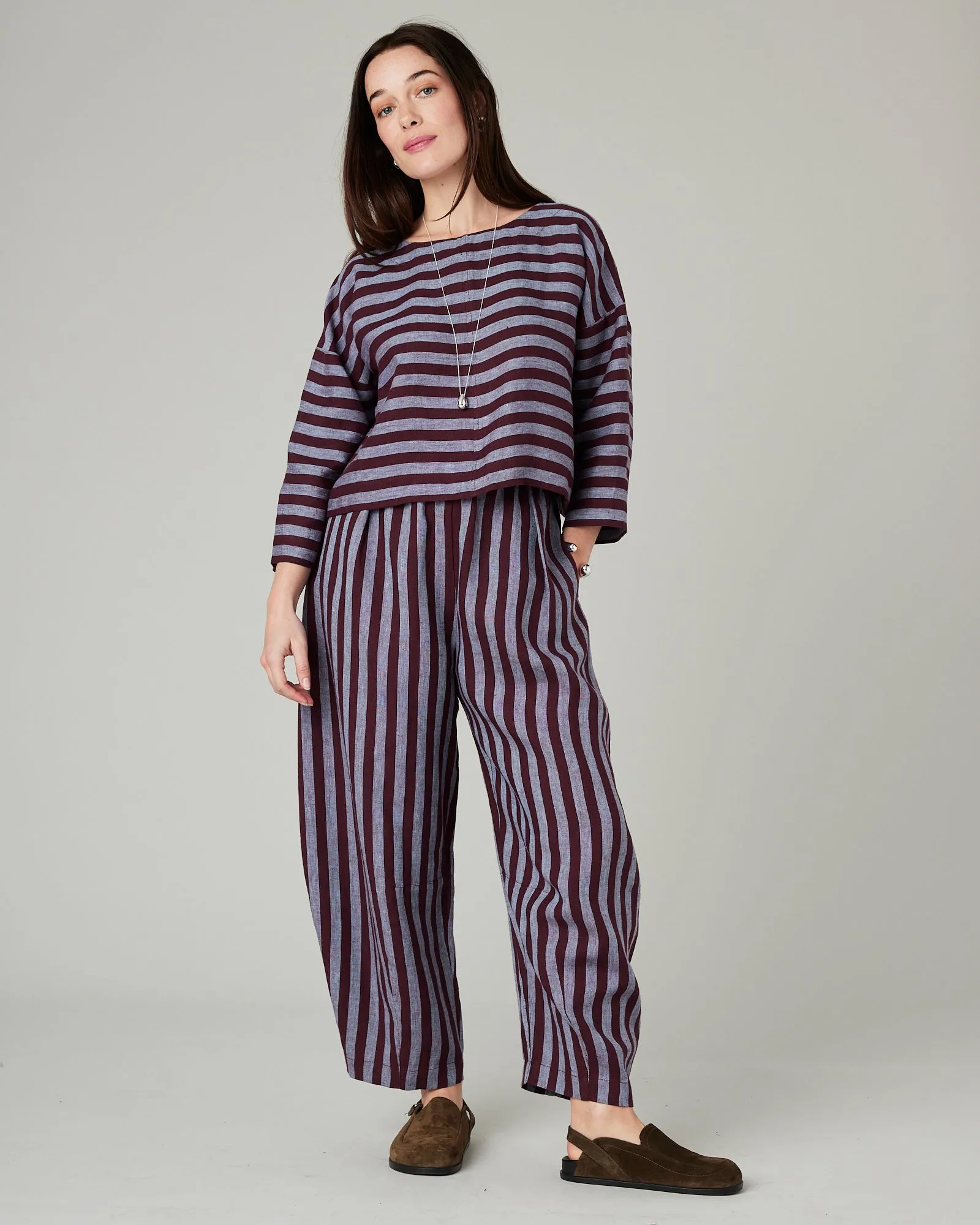 Daisy Cassis Stripe Linen Trousers sold by Beyond Nine product image thumbnail 5