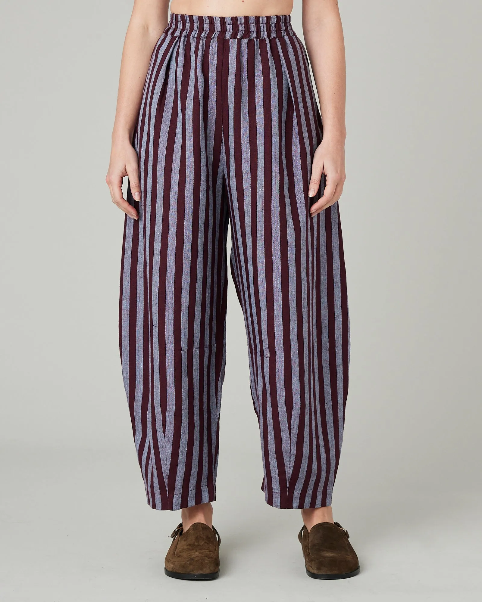 Daisy Cassis Stripe Linen Trousers sold by Beyond Nine