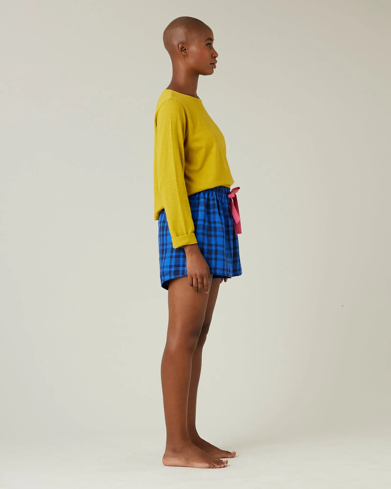 PJ Shorts Indigo Check Linen sold by Beyond Nine product image thumbnail 5